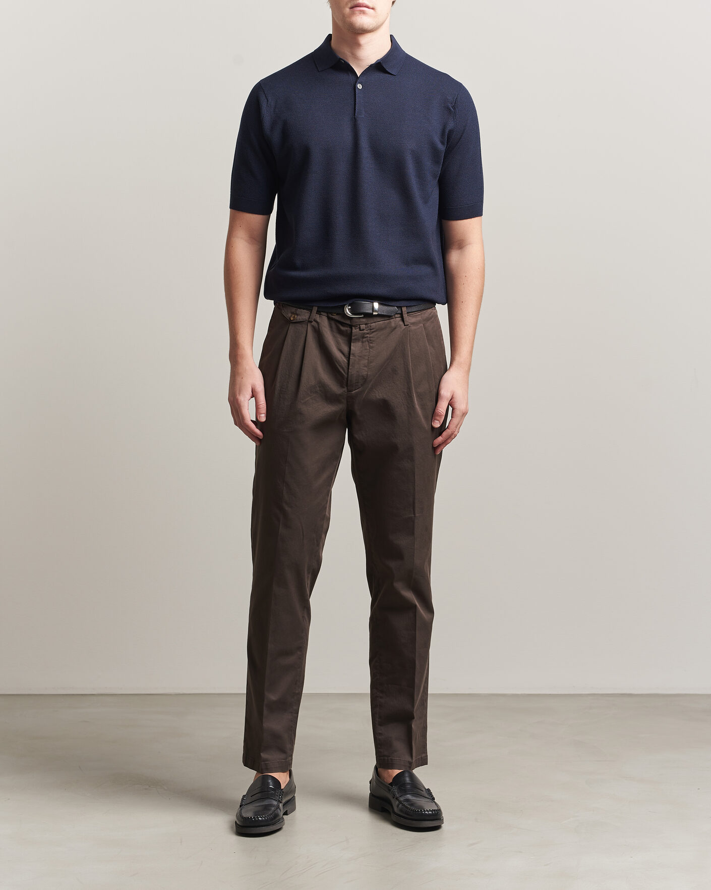 Uomini | Polo | John Smedley | 14 Singular Knitted Textured Polo Midnight