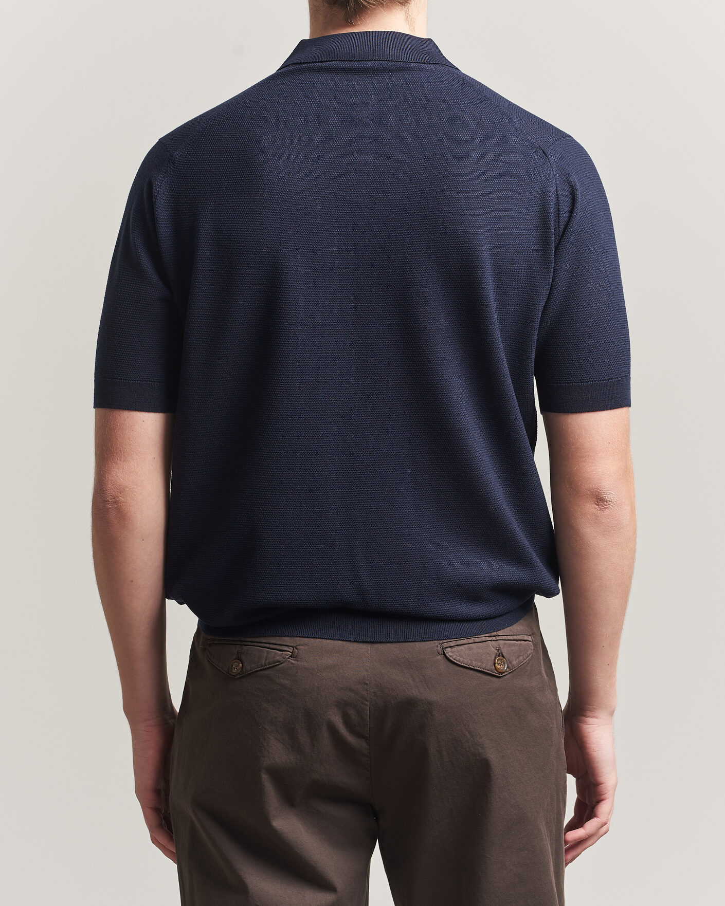 Uomini | Polo | John Smedley | 14 Singular Knitted Textured Polo Midnight