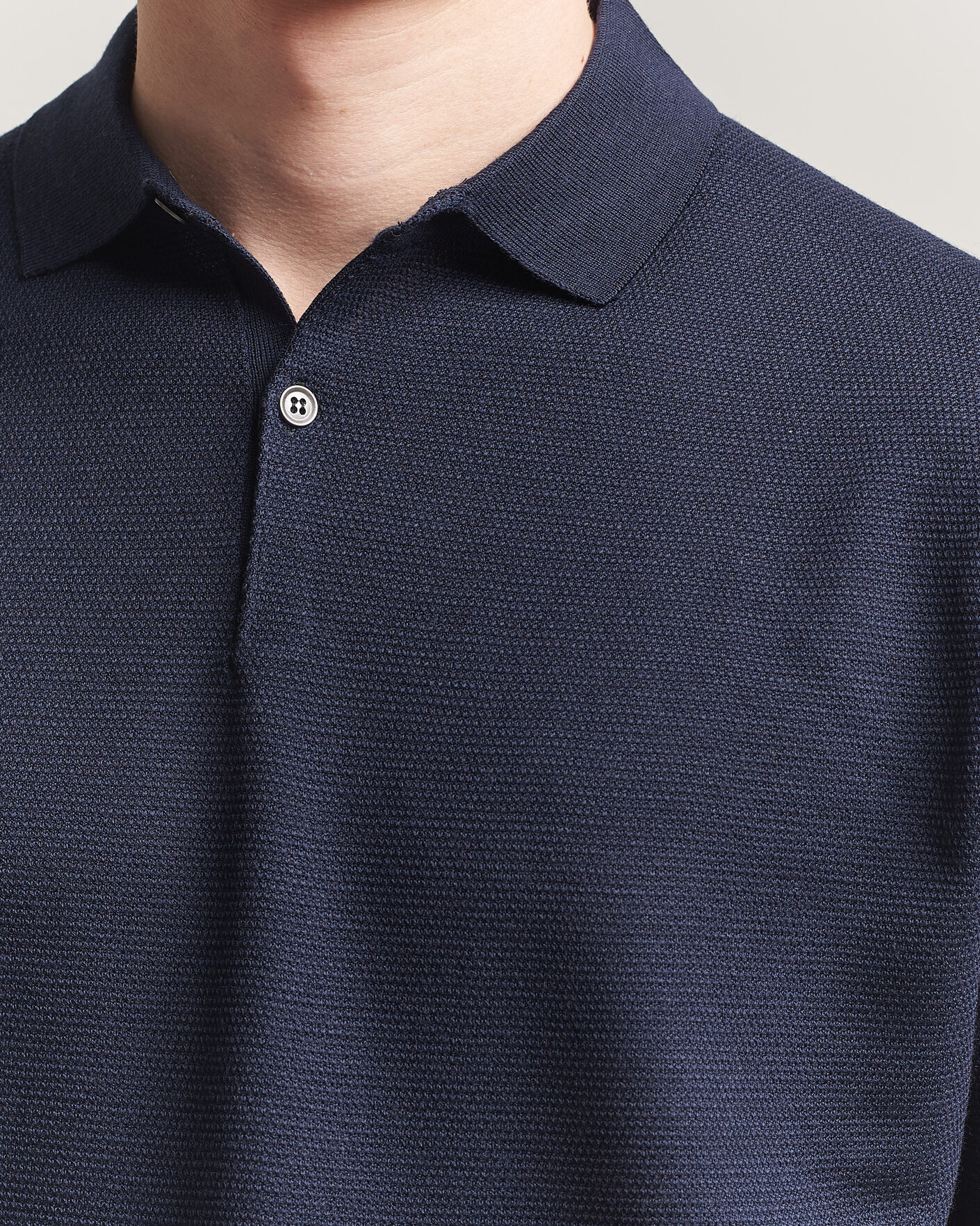 Uomini | Polo | John Smedley | 14 Singular Knitted Textured Polo Midnight