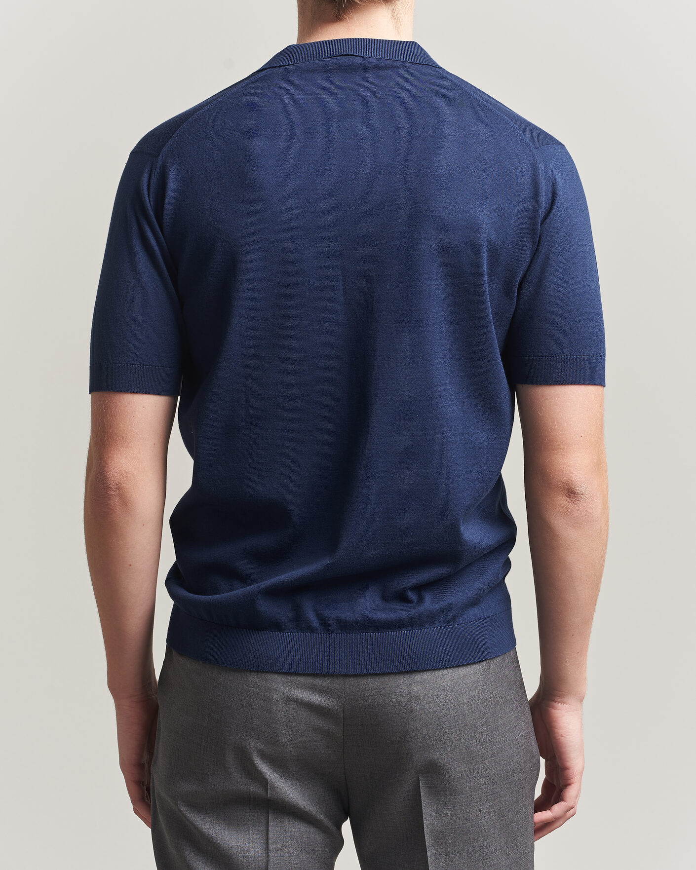Uomini | Polo | John Smedley | Noah Open Collar Sea Island Polo French Navy