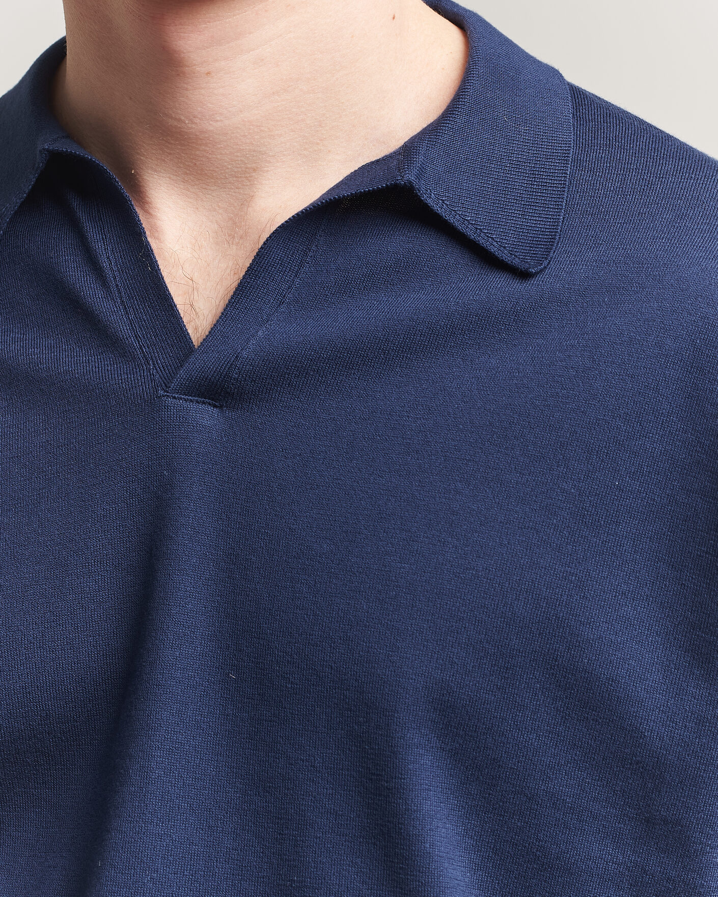 Uomini | Polo | John Smedley | Noah Open Collar Sea Island Polo French Navy