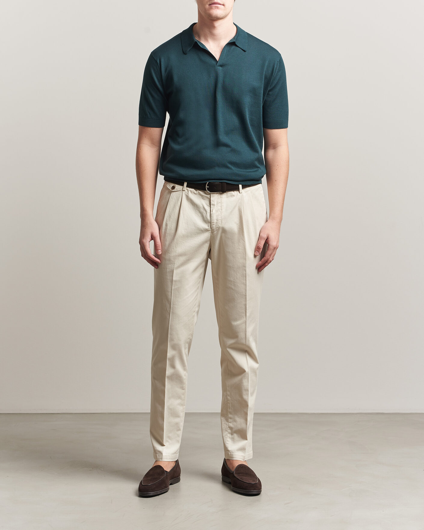 Uomini | Polo | John Smedley | Noah Open Collar Sea Island Polo Rainforest