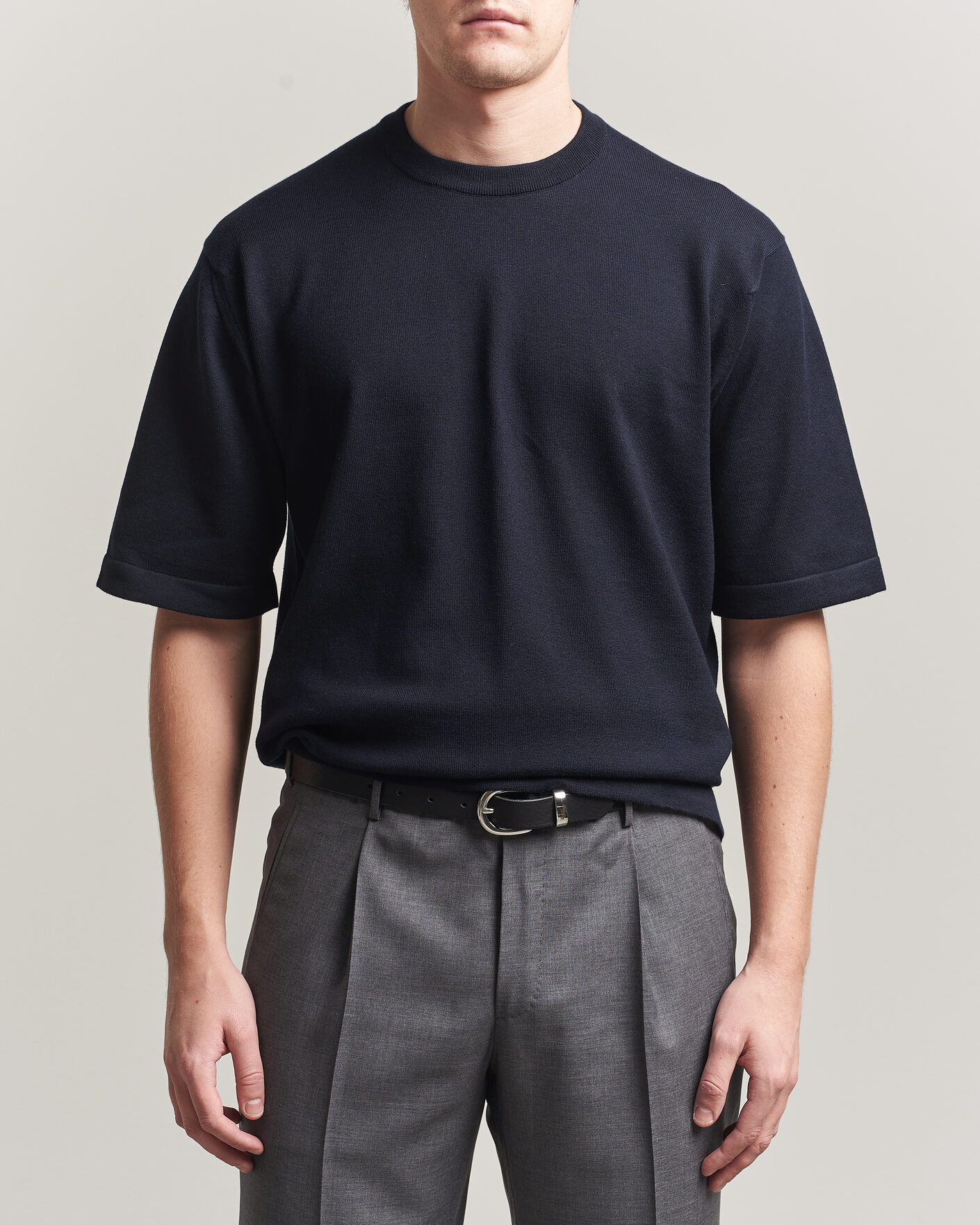 Uomini | T-shirt | John Smedley | Tindall Sea Island Cotton T-Shirt Navy