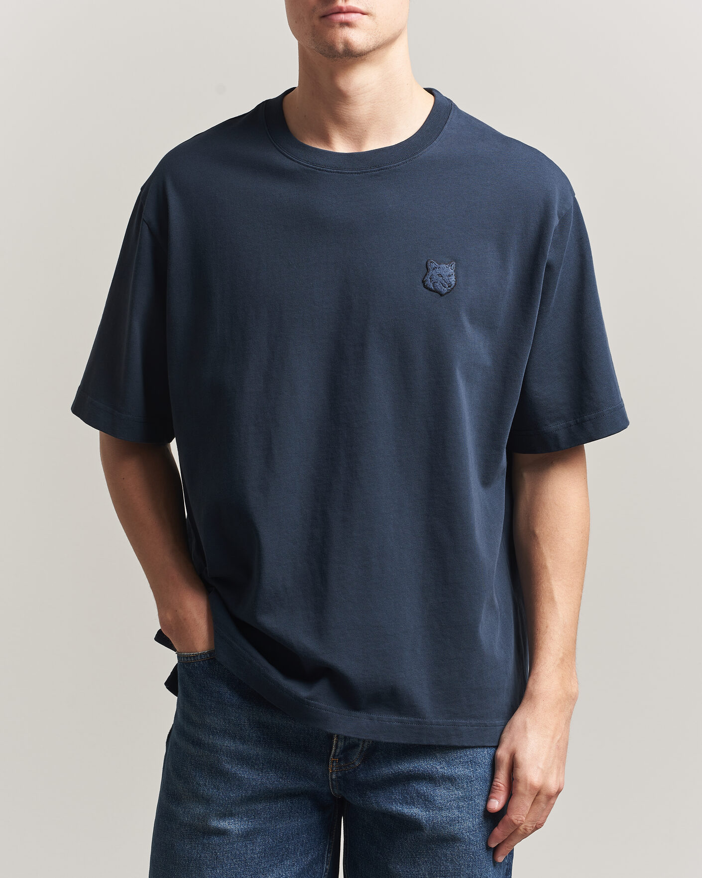 Uomini | T-shirt | Maison Kitsuné | Tonal Fox Head T-Shirt Navy