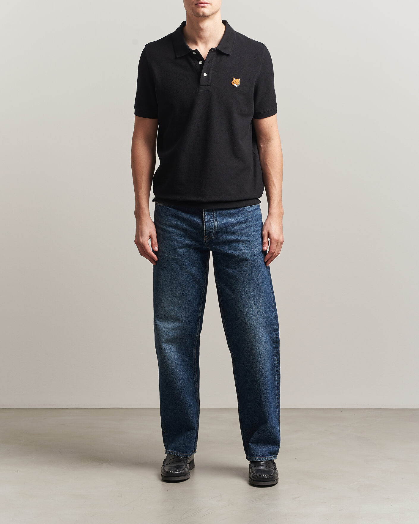 Uomini | Polo | Maison Kitsuné | Fox Head Polo Black