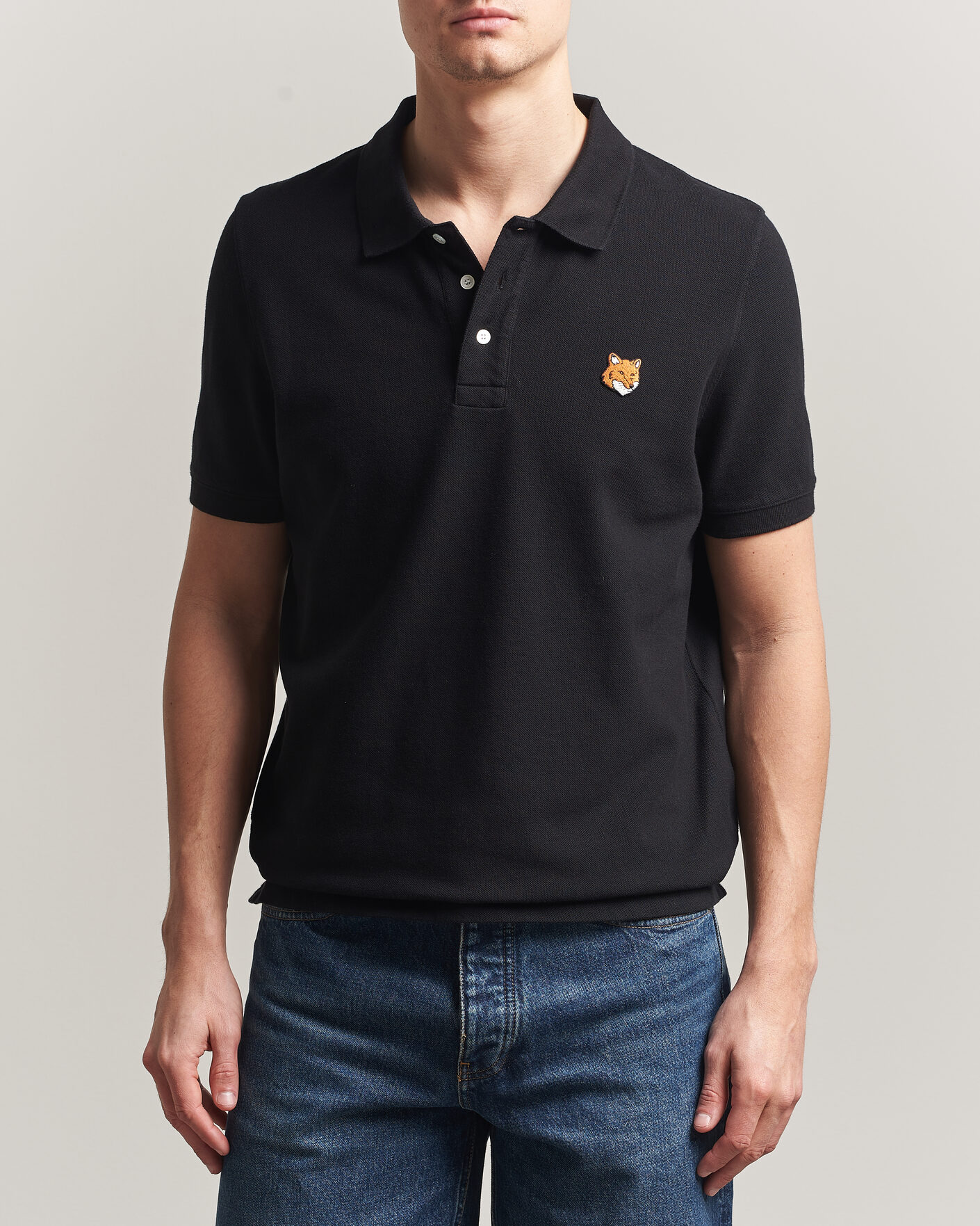 Uomini | Polo | Maison Kitsuné | Fox Head Polo Black