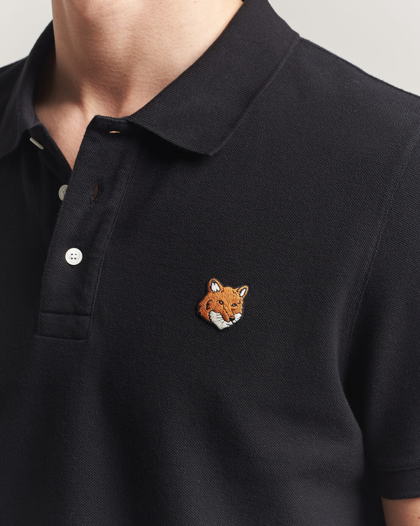 Uomini | Polo | Maison Kitsuné | Fox Head Polo Black