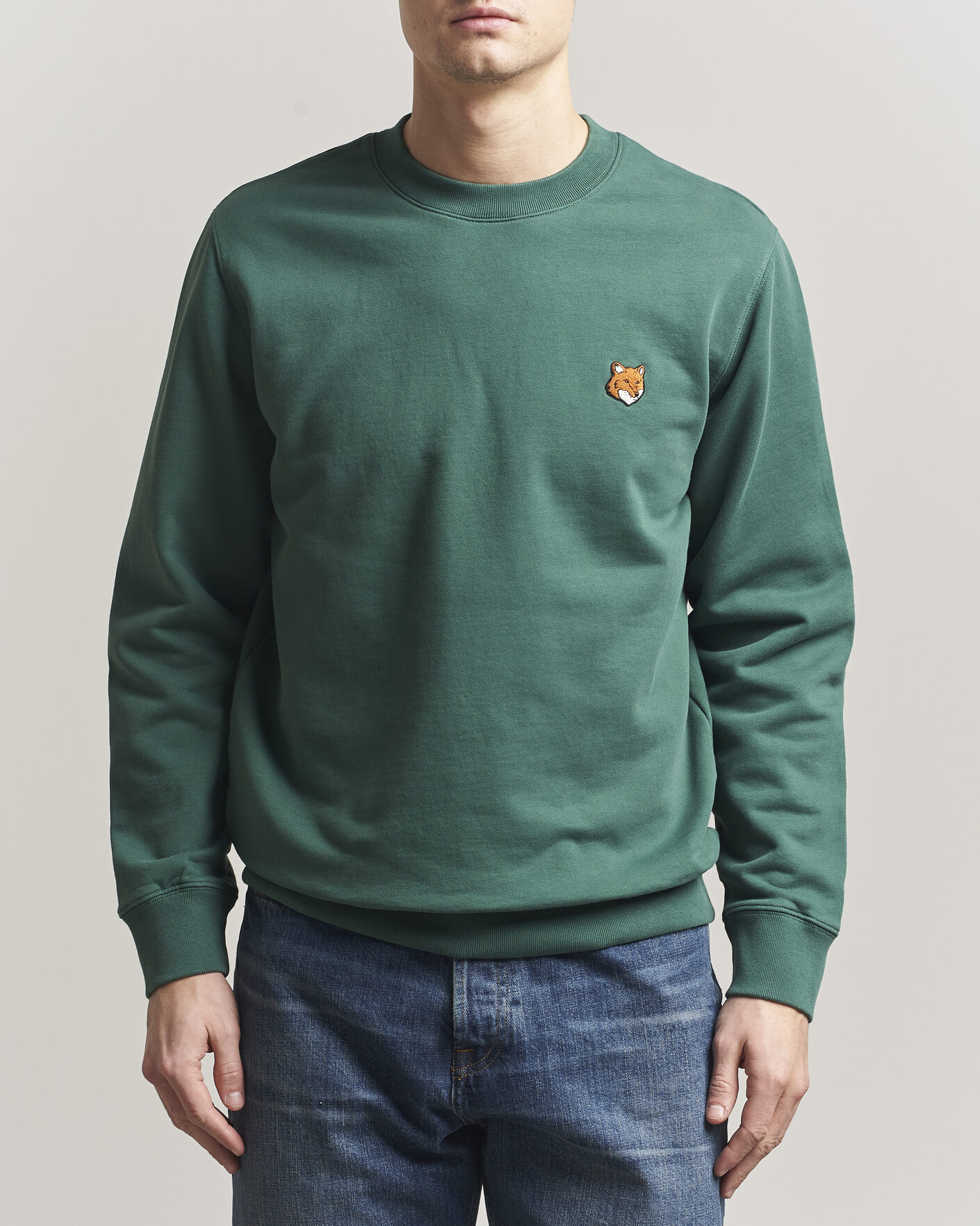 Uomini | Maglieria | Maison Kitsuné | Fox Head Sweatshirt Bottle Green