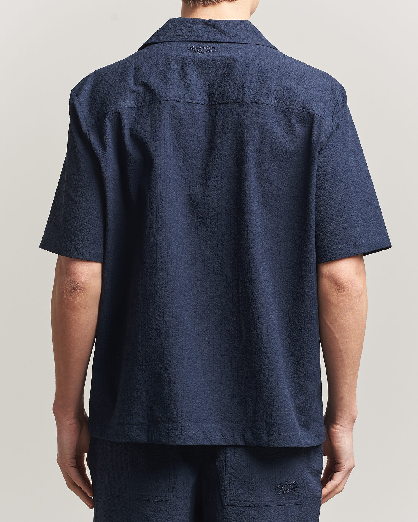 Uomini | Camicie | Maison Kitsuné | Seersucker Resort Shirt Navy