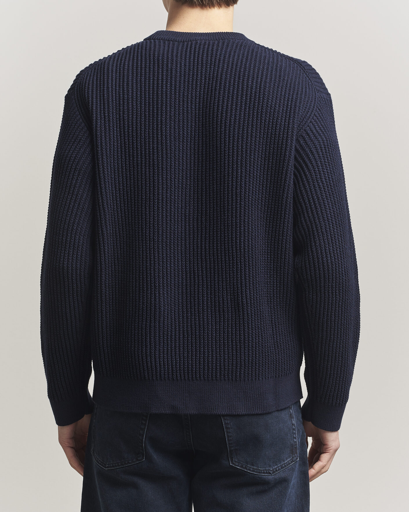 Uomini | Maglieria | Maison Kitsuné | Tonal Fox Head Rib Knitted Sweater Navy