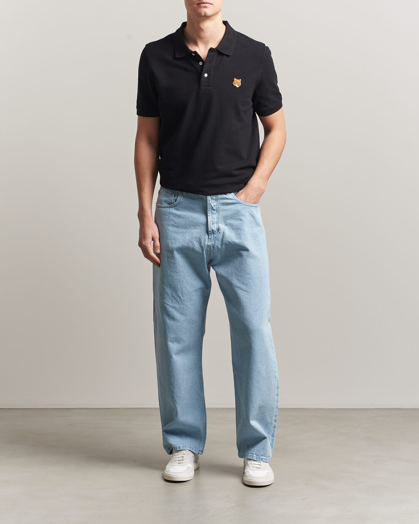 Uomini | Pantaloni | Maison Kitsuné | Wide Fit Jeans Light Washed Indigo