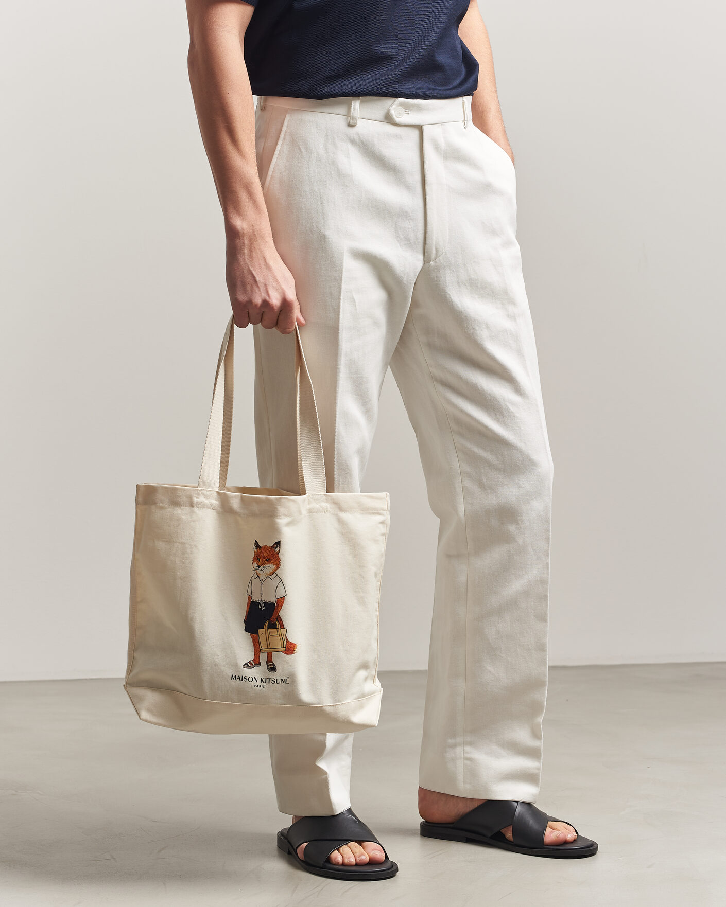 Uomini | Borse | Maison Kitsuné | Dressed Fox Totebag Ecru
