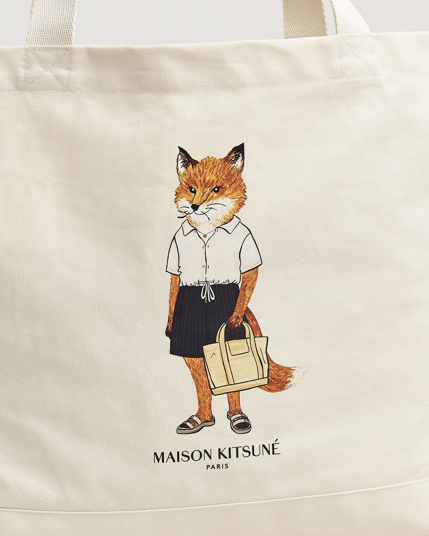 Uomini | Borse | Maison Kitsuné | Dressed Fox Totebag Ecru