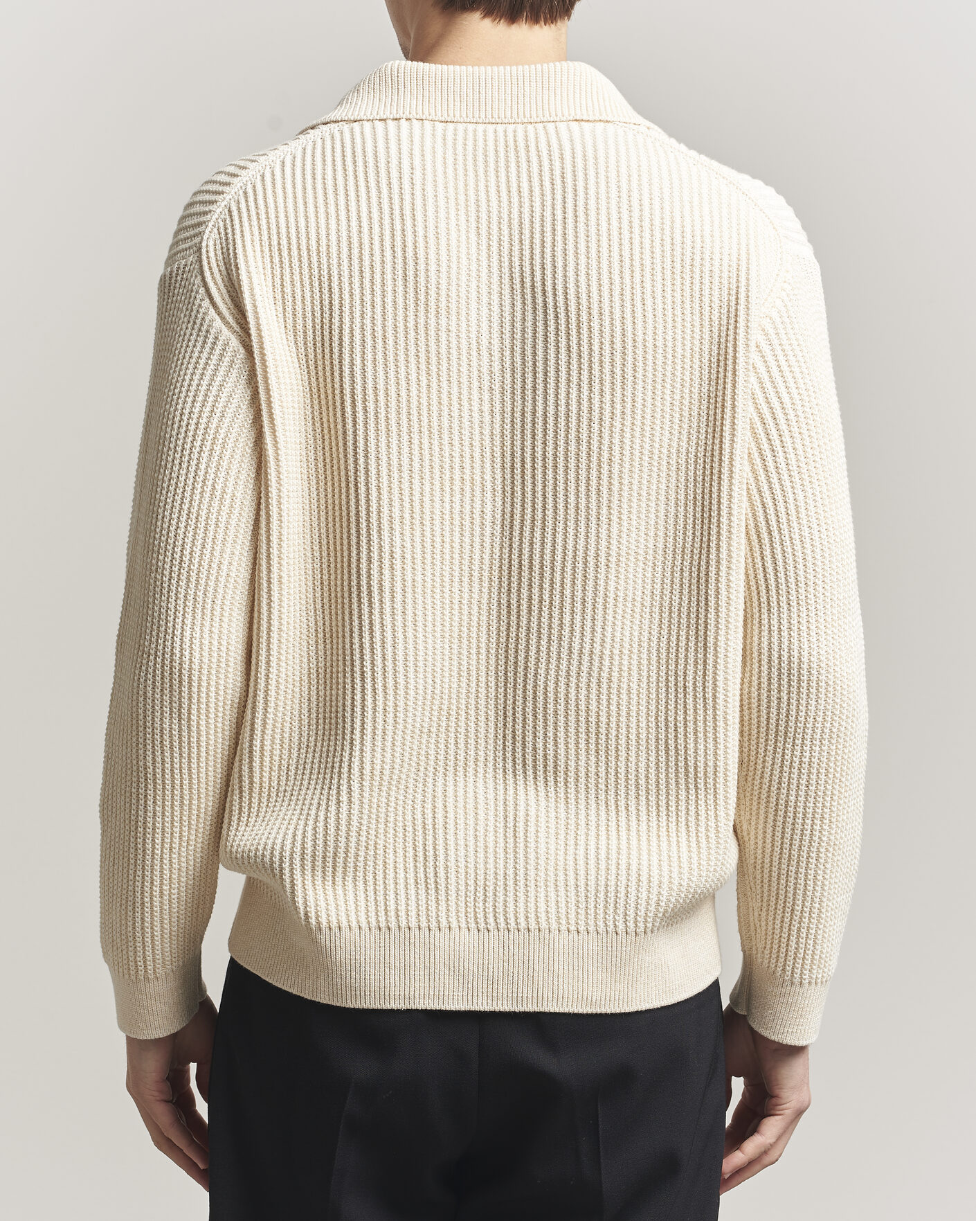 Uomini | Polo | Maison Kitsuné | Tonal Fox Head Rib Knitted Polo Sandshell