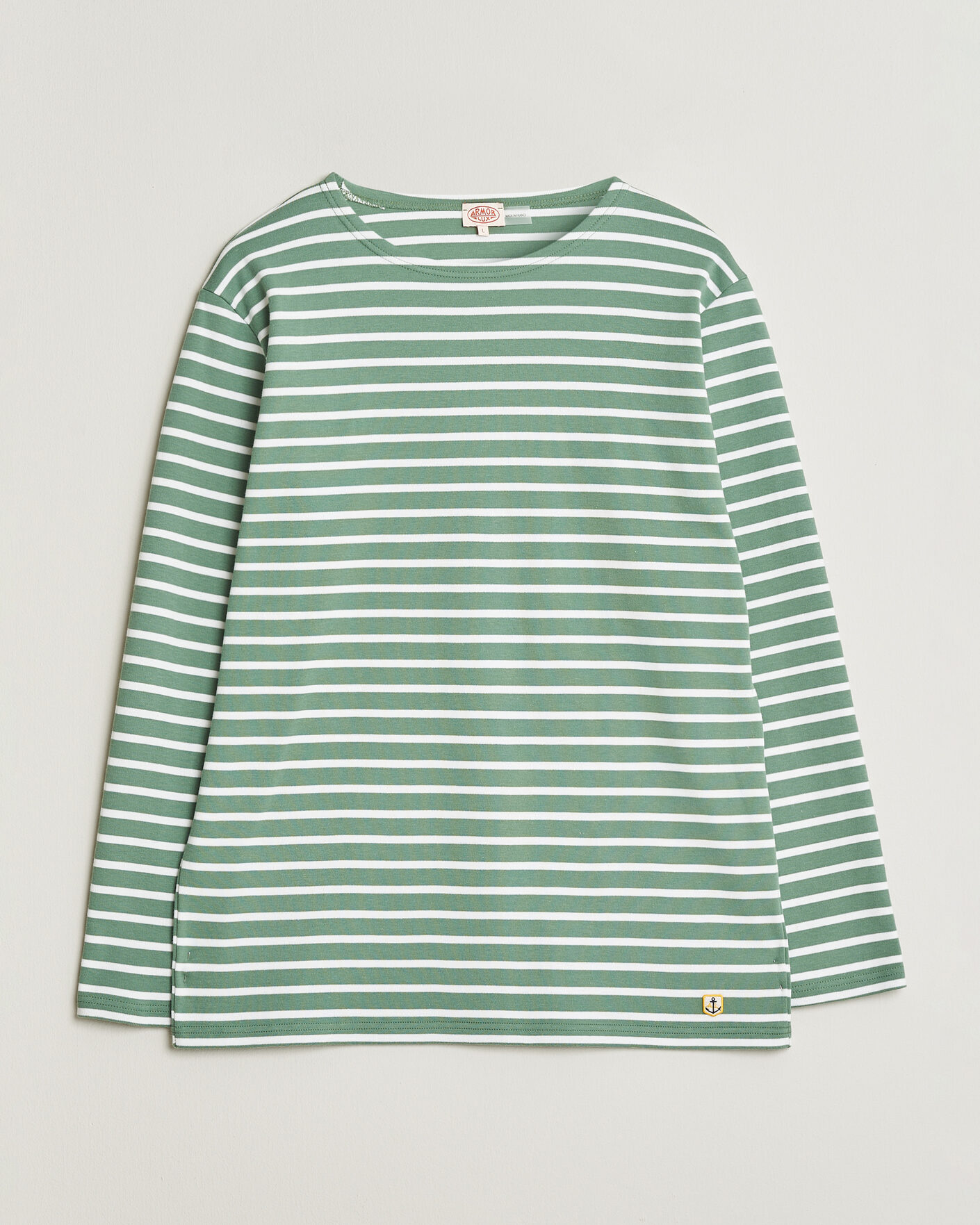 Uomini | T-shirt | Armor-lux | Houat Héritage Stripe Long Sleeve T-Shirt Ivy/Blanc