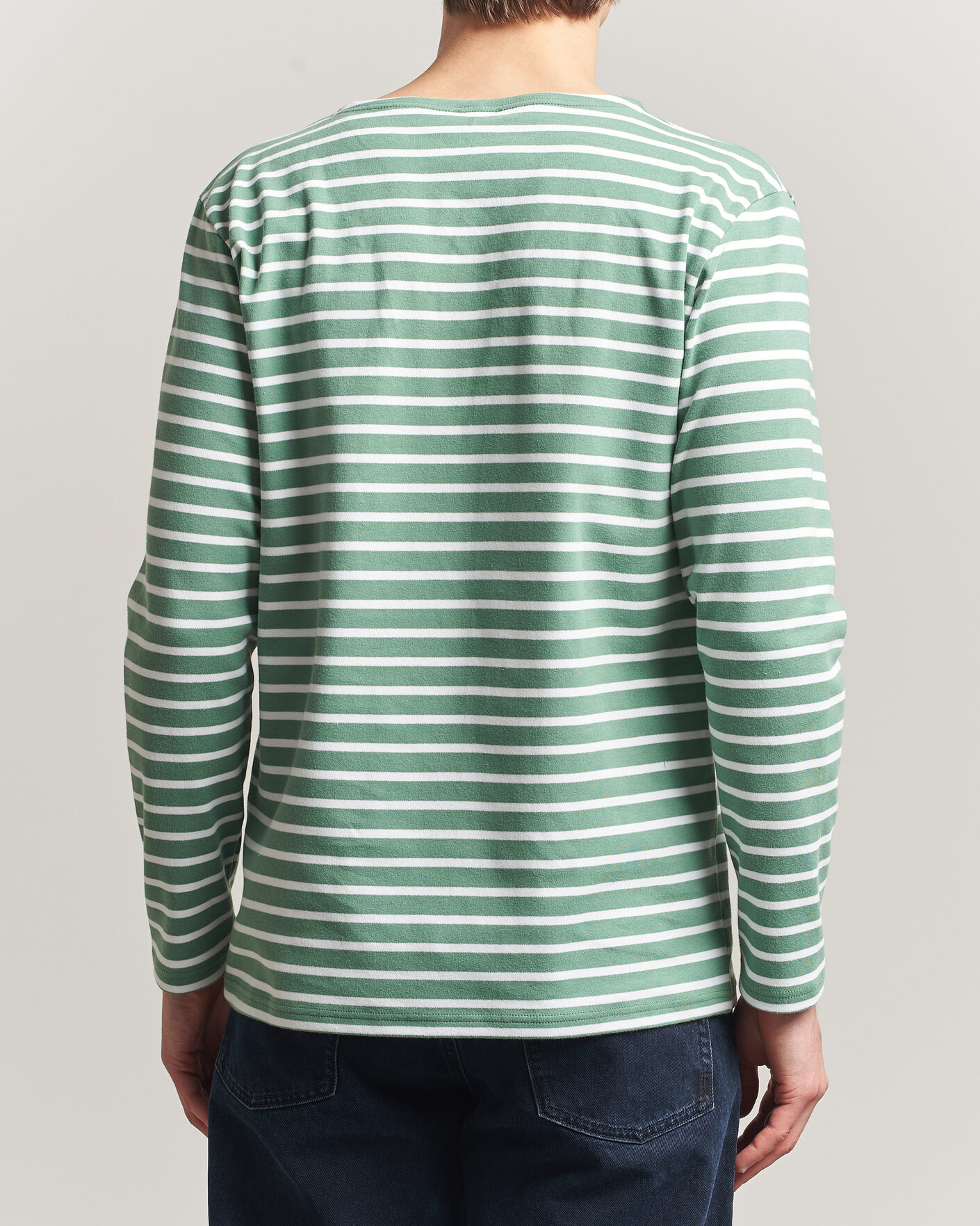 Uomini | T-shirt | Armor-lux | Houat Héritage Stripe Long Sleeve T-Shirt Ivy/Blanc