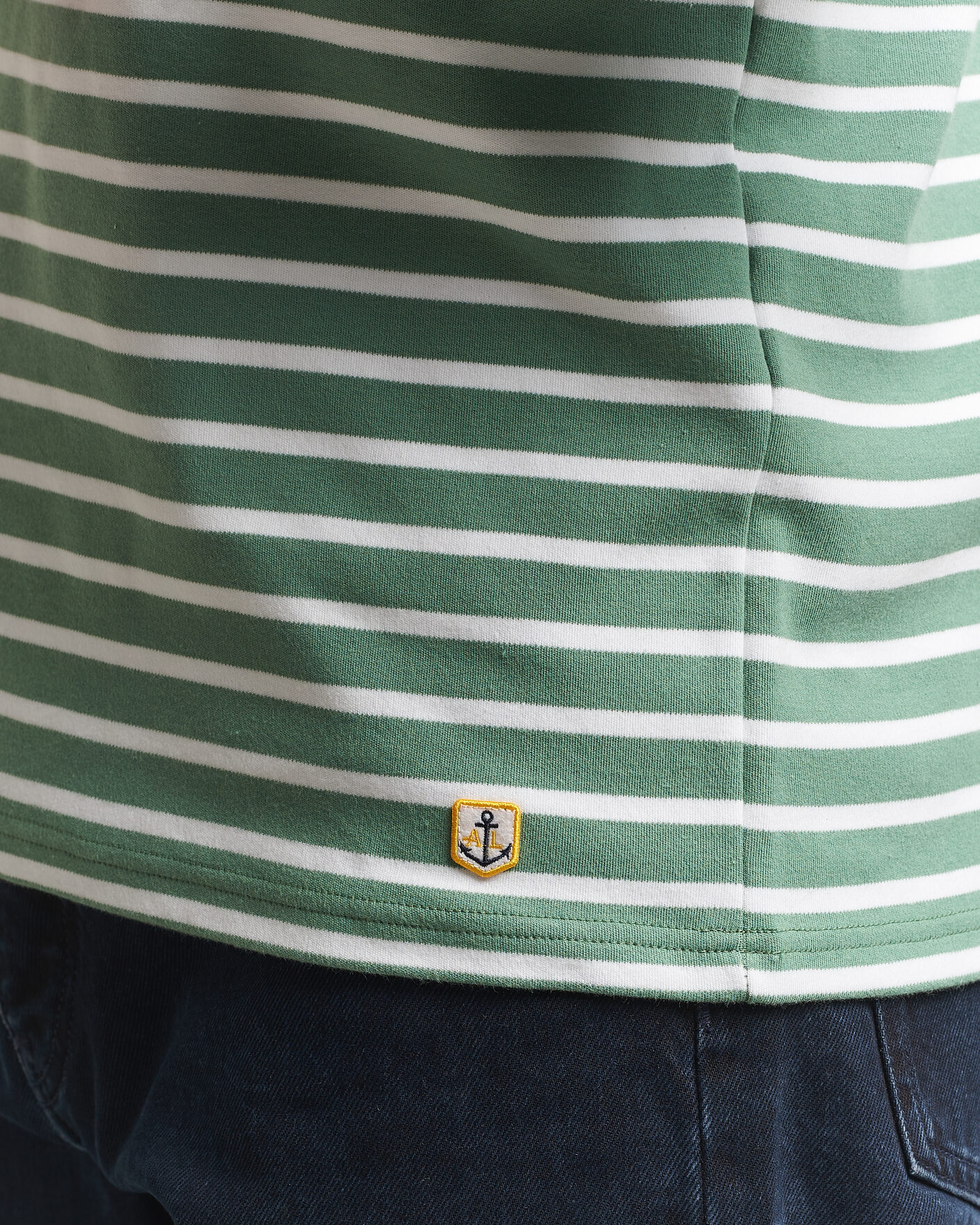 Uomini | T-shirt | Armor-lux | Houat Héritage Stripe Long Sleeve T-Shirt Ivy/Blanc