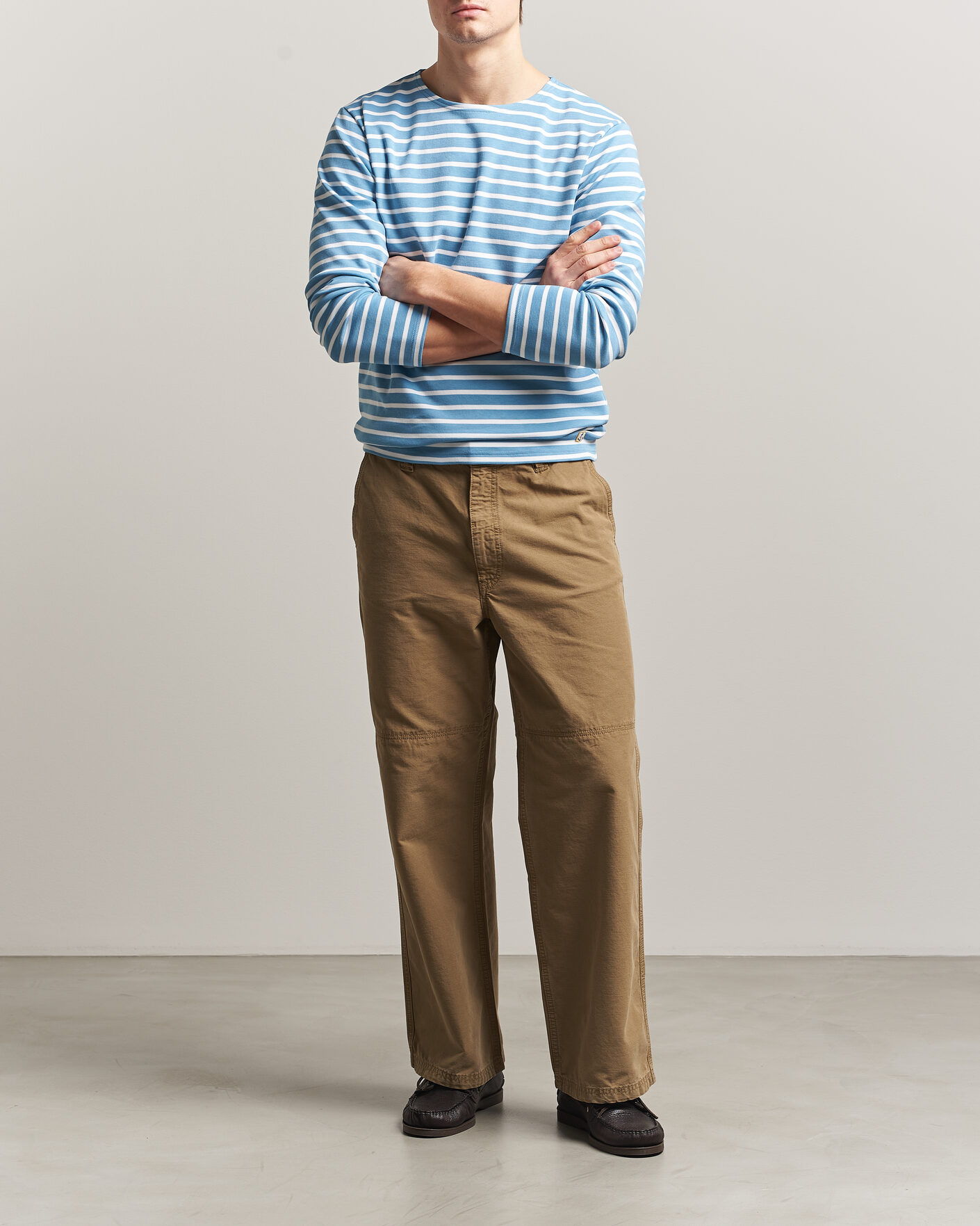 Uomini | T-shirt | Armor-lux | Houat Héritage Stripe Long Sleeve T-Shirt Waterfall/Blanc
