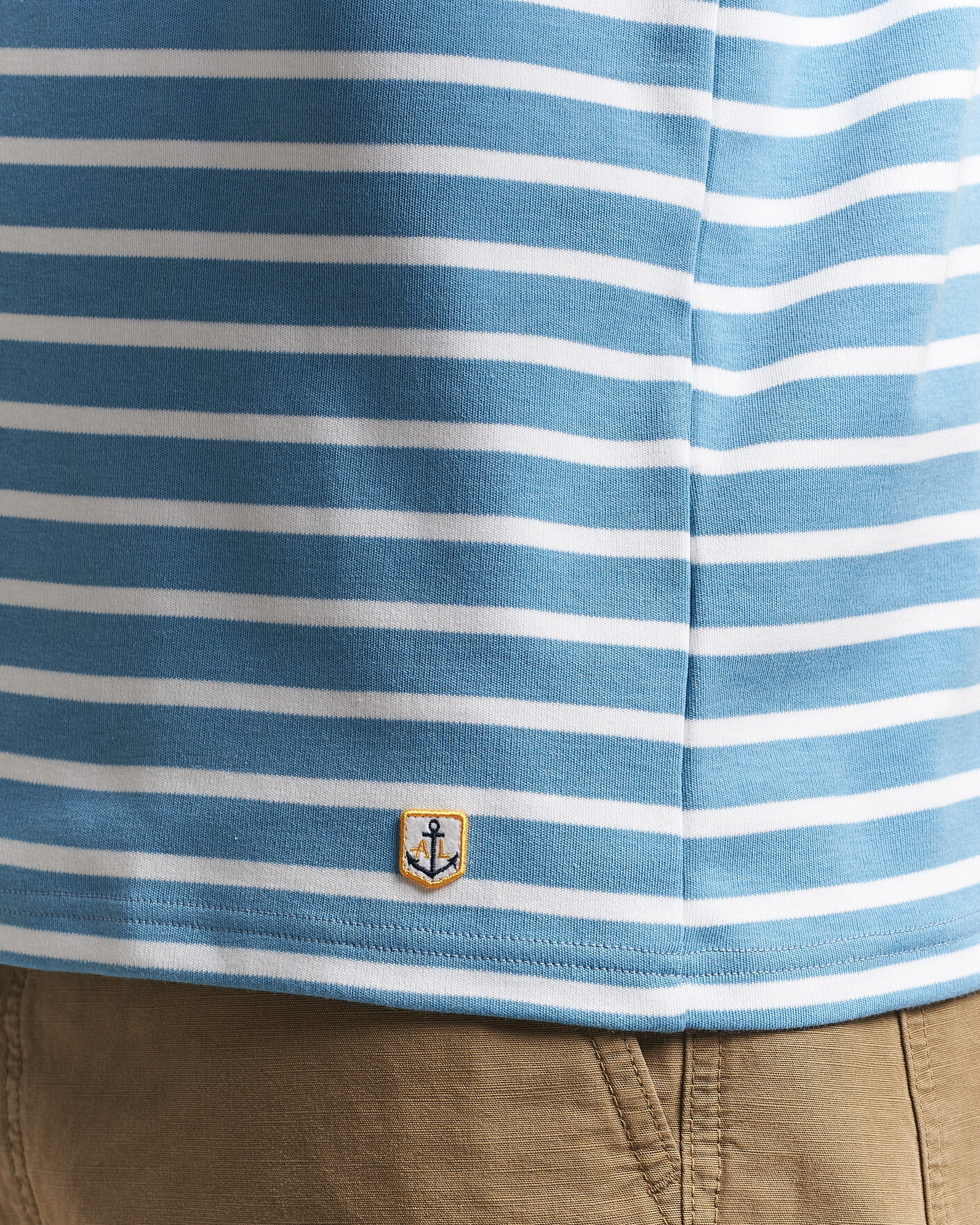 Uomini | T-shirt | Armor-lux | Houat Héritage Stripe Long Sleeve T-Shirt Waterfall/Blanc