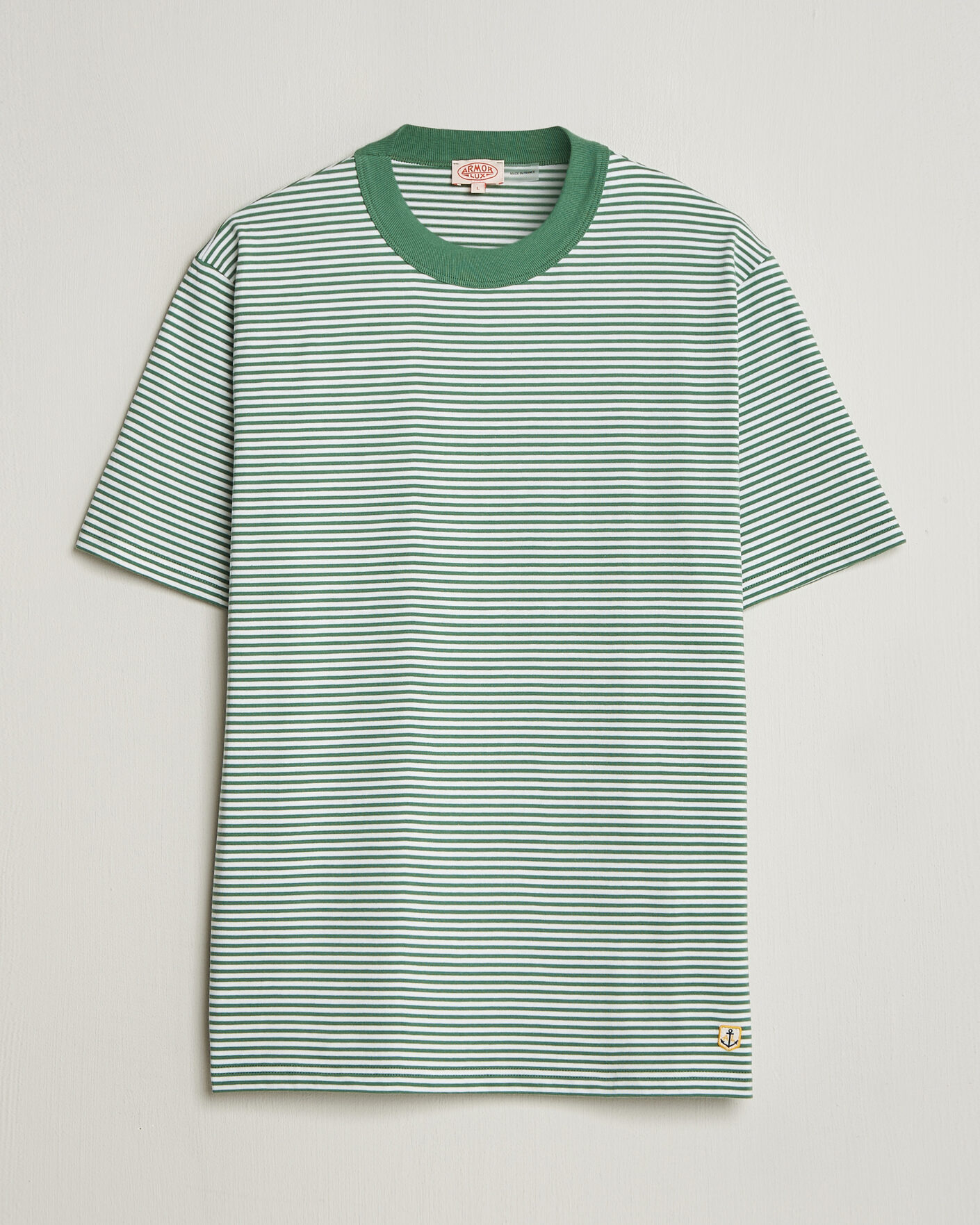 Uomini | T-shirt | Armor-lux | Callac Héritage Stripe T-Shirt Ivy/Blanc