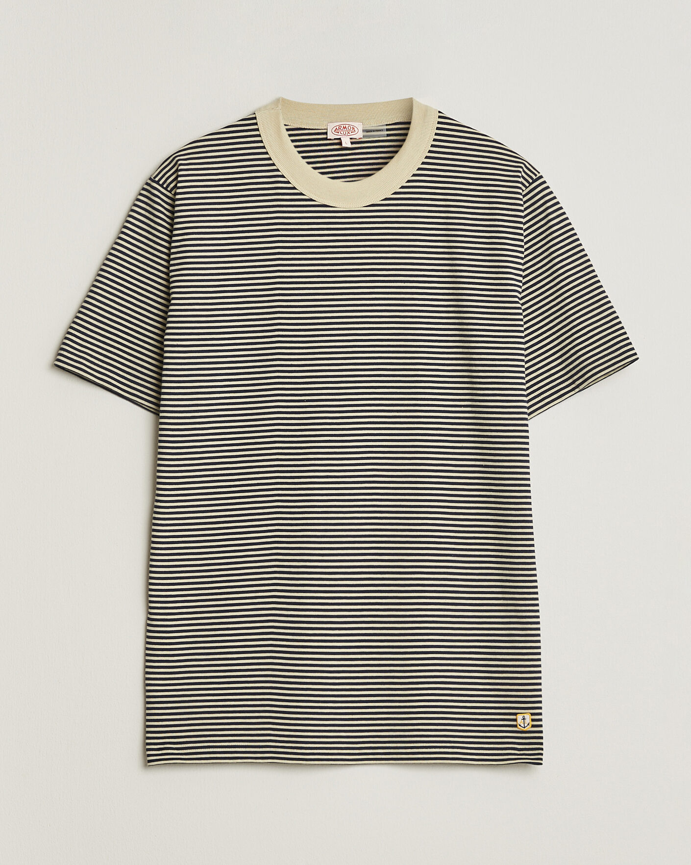 Uomini | T-shirt | Armor-lux | Callac Héritage Stripe T-Shirt Gravel/Marine Deep