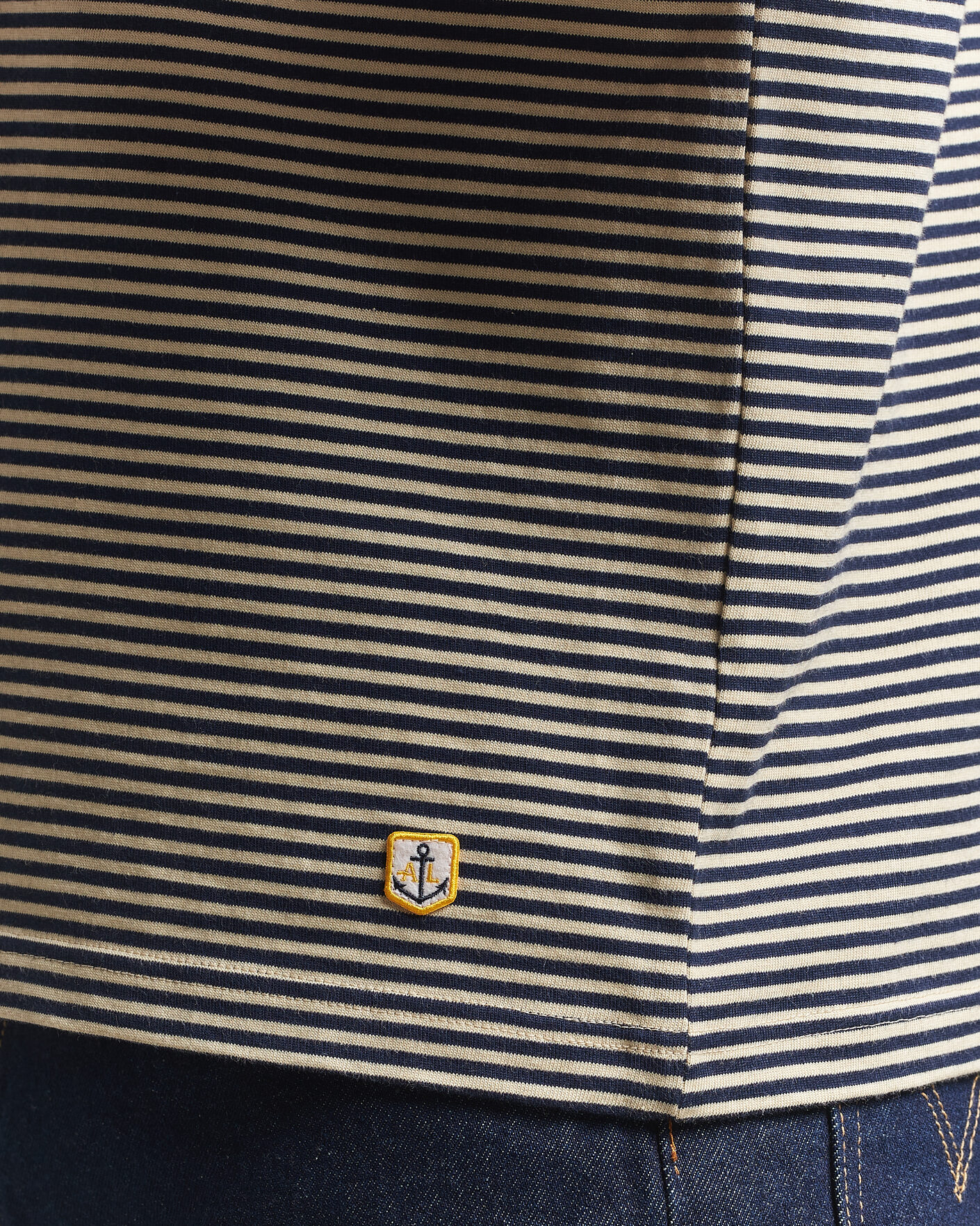 Uomini | T-shirt | Armor-lux | Callac Héritage Stripe T-Shirt Gravel/Marine Deep