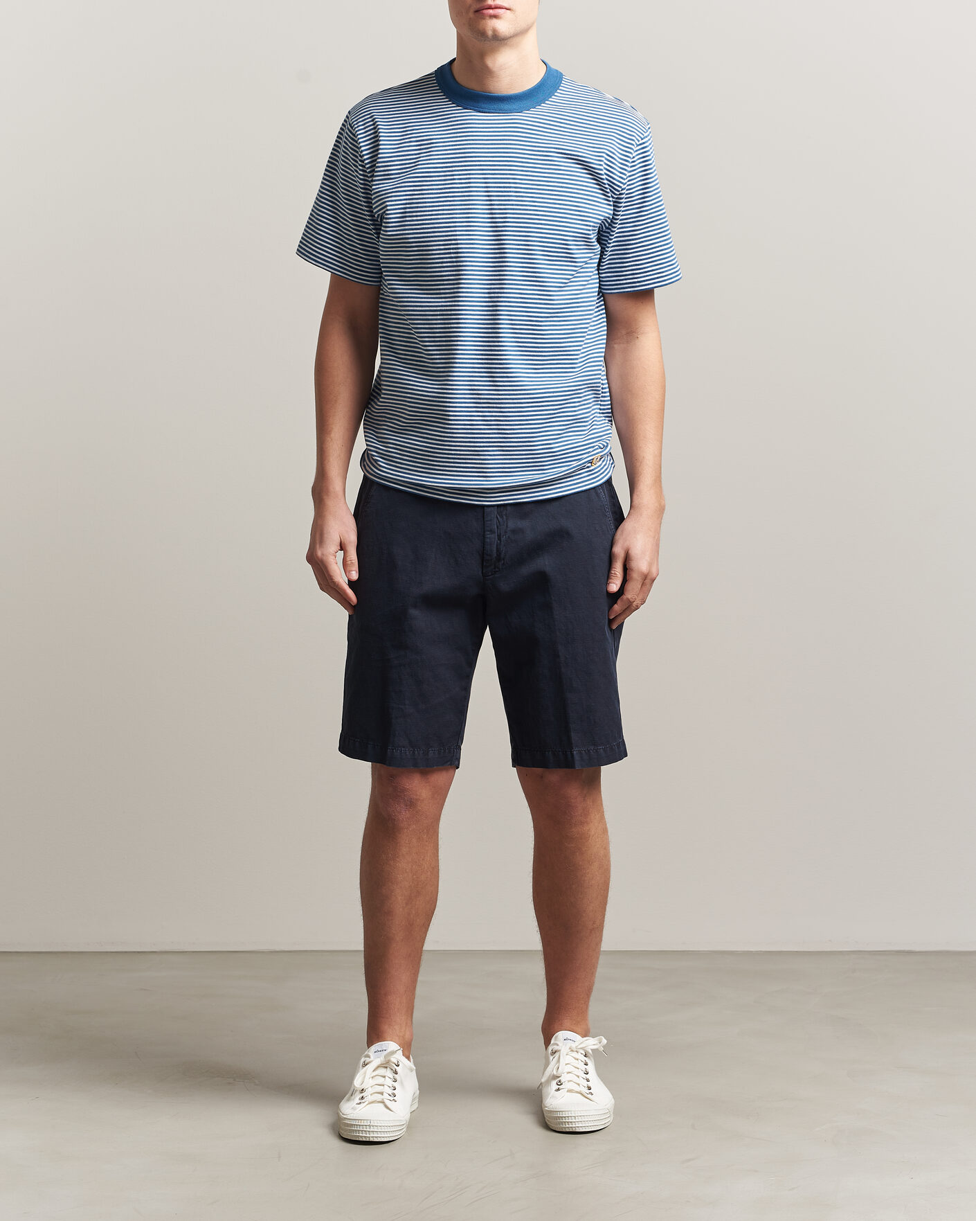 Uomini | T-shirt | Armor-lux | Callac Héritage Stripe T-Shirt Dark Blue/Blanc