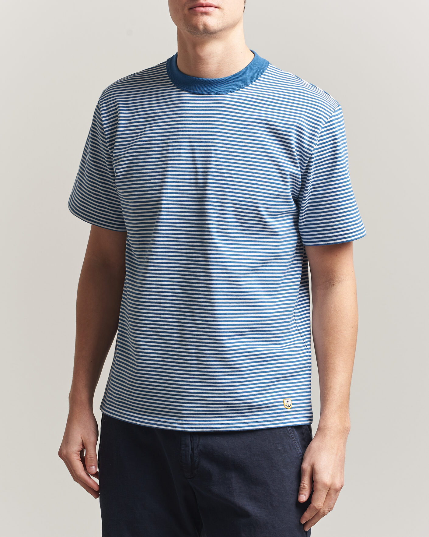 Uomini | T-shirt | Armor-lux | Callac Héritage Stripe T-Shirt Dark Blue/Blanc
