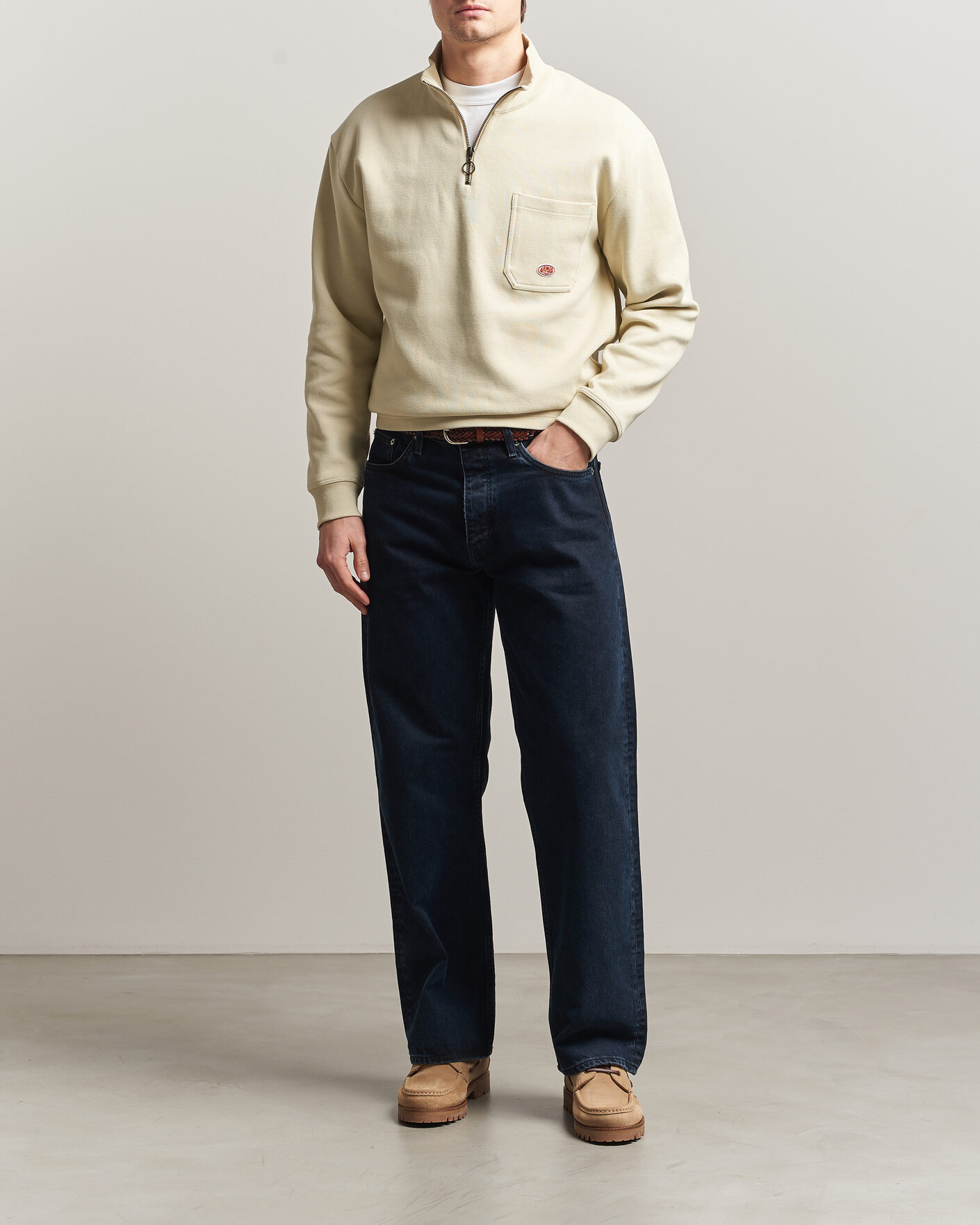 Uomini | Maglieria | Armor-lux | Camionneur Cotton Half Zip Sweater Gravel