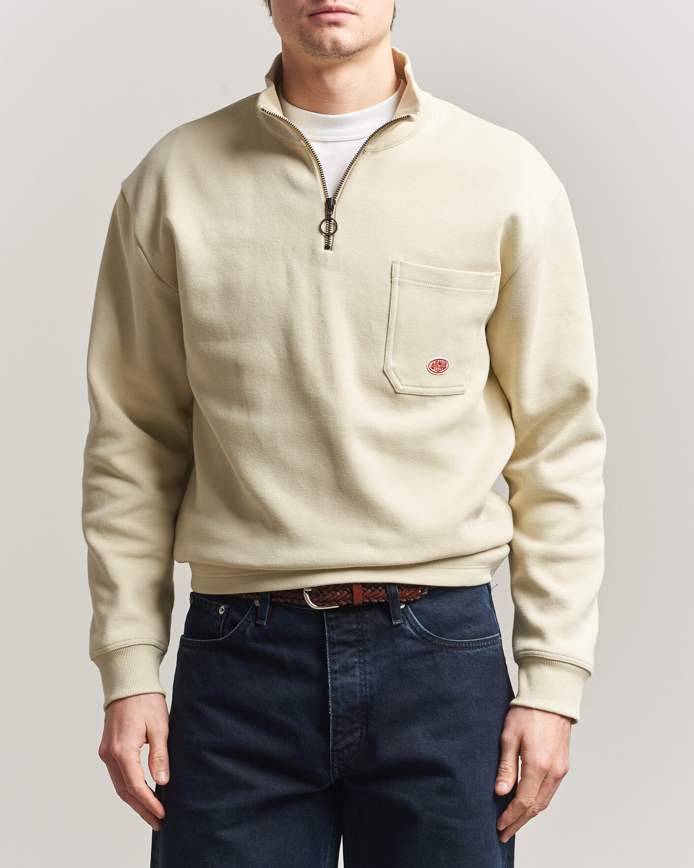 Uomini | Maglieria | Armor-lux | Camionneur Cotton Half Zip Sweater Gravel