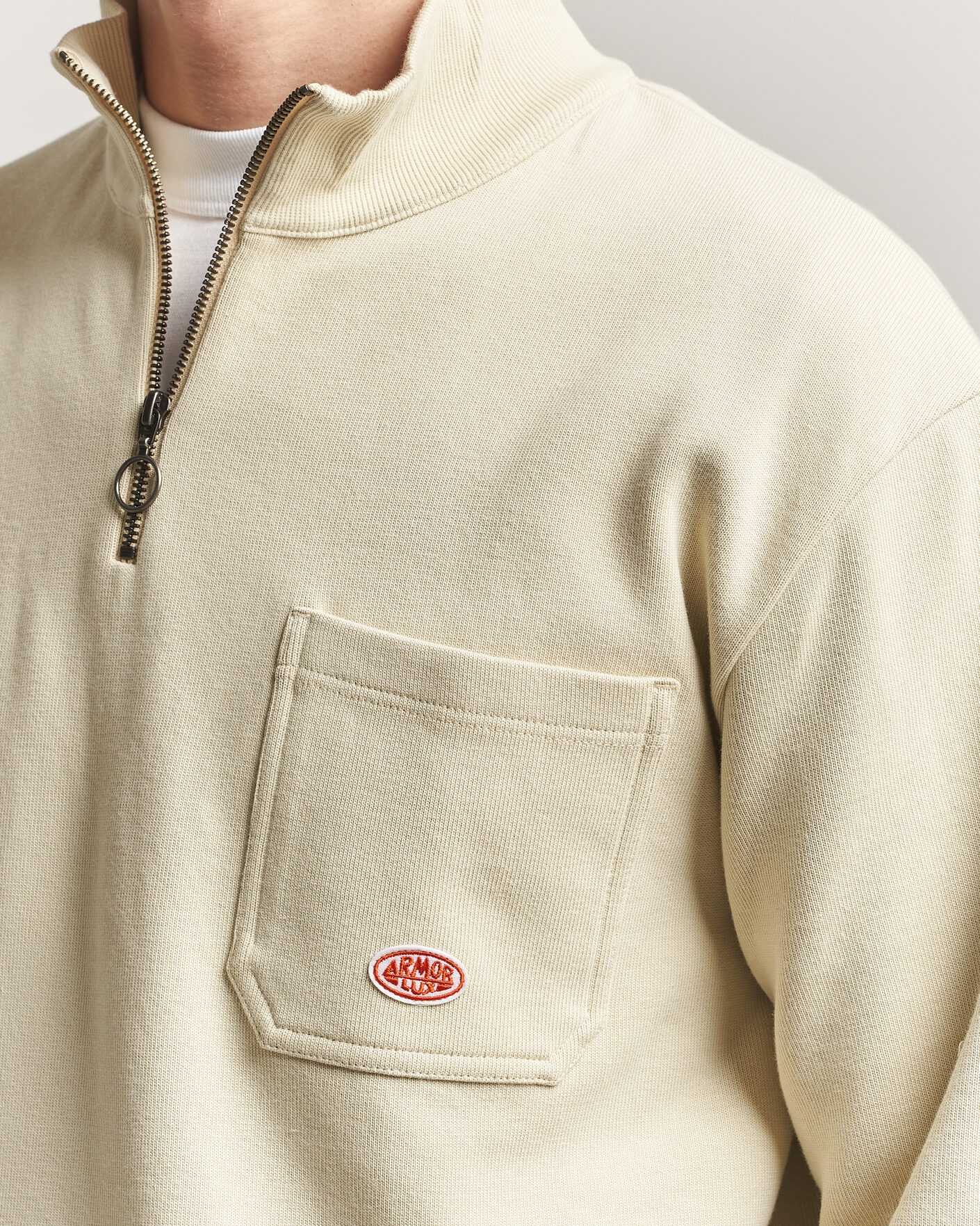 Uomini | Maglieria | Armor-lux | Camionneur Cotton Half Zip Sweater Gravel