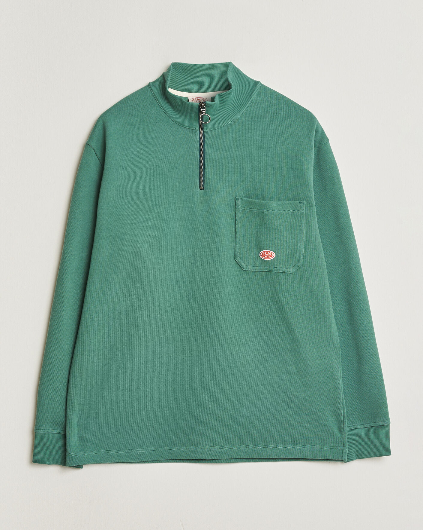 Uomini | Maglieria | Armor-lux | Camionneur Cotton Half Zip Sweater Dark Ivy