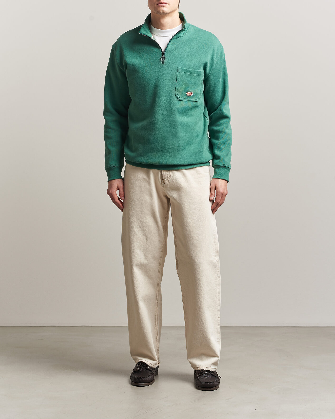 Uomini | Maglieria | Armor-lux | Camionneur Cotton Half Zip Sweater Dark Ivy