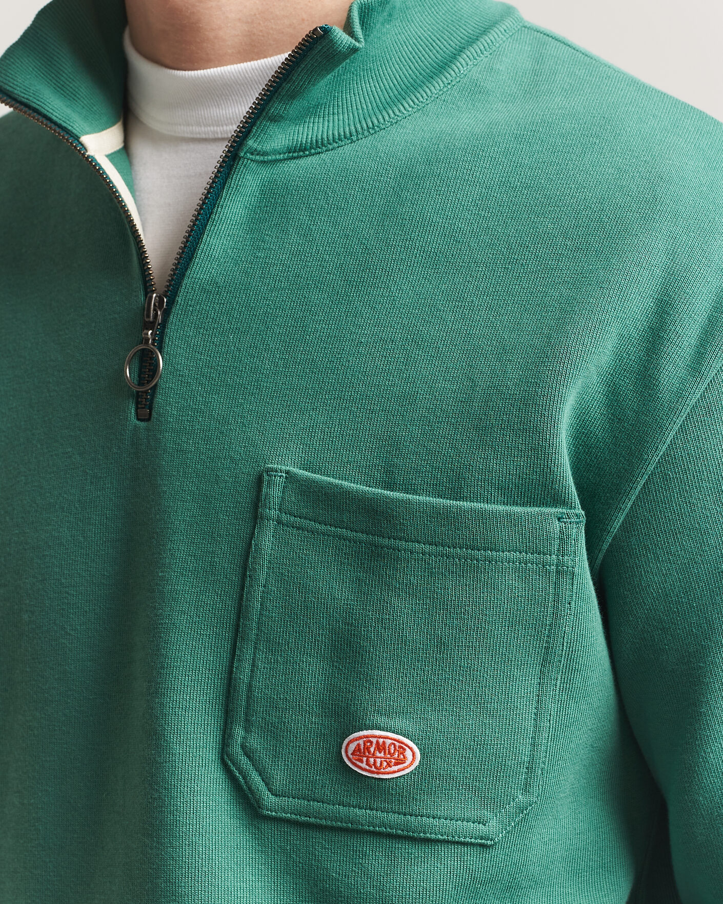 Uomini | Maglieria | Armor-lux | Camionneur Cotton Half Zip Sweater Dark Ivy