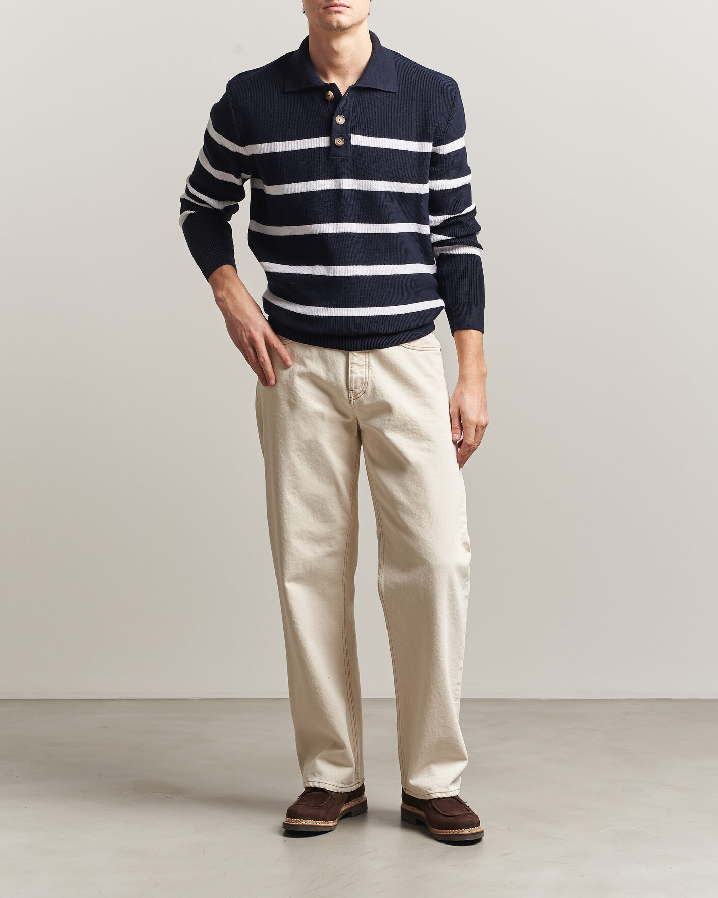 Uomini | Maglieria | Armor-lux | Heritage Knitted Polo Marine/Blanc