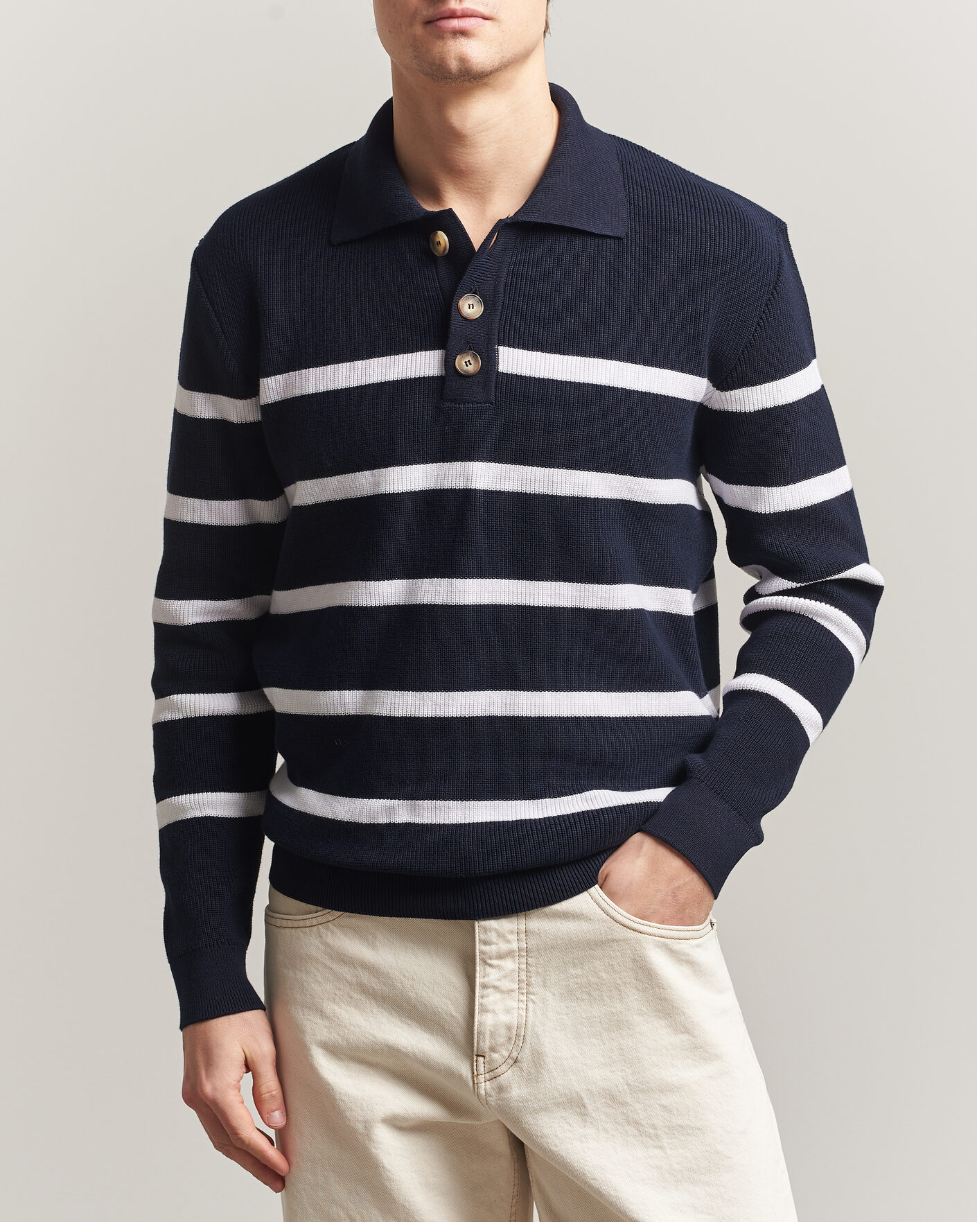 Uomini | Maglieria | Armor-lux | Heritage Knitted Polo Marine/Blanc