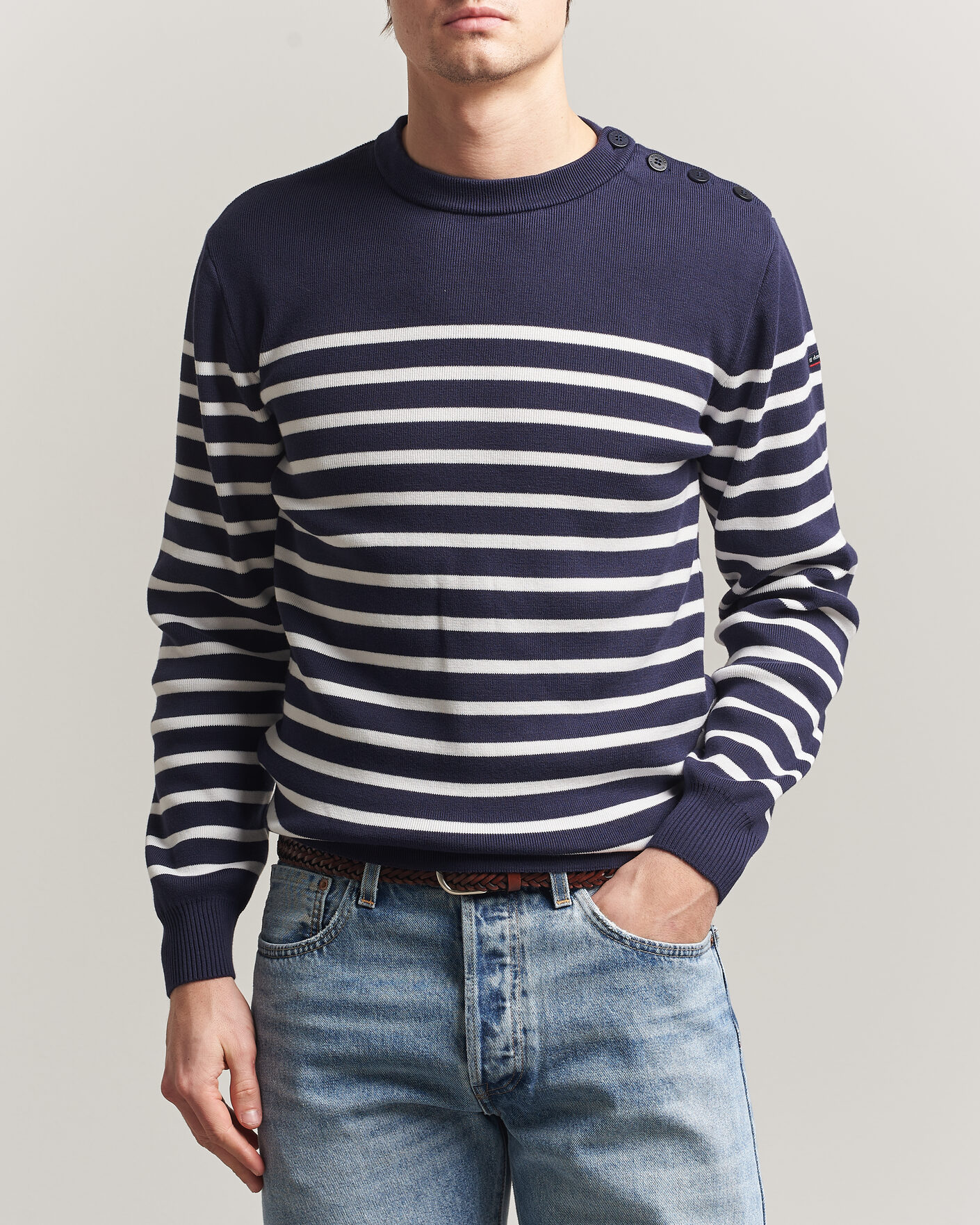 Uomini | Maglieria | Armor-lux | Groix Striped Sweater Navy/Nature