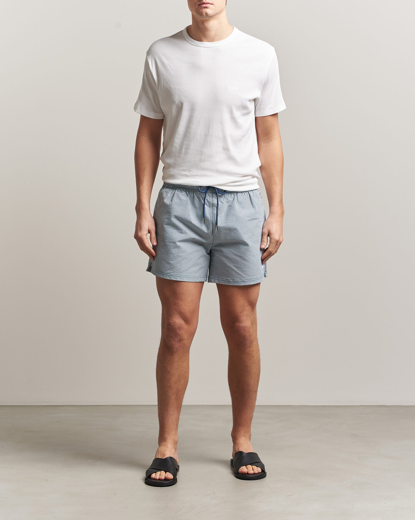 Uomini | Costumi da bagno | BOSS BLACK | Velvetfish Seersucker Swimshorts Open Blue
