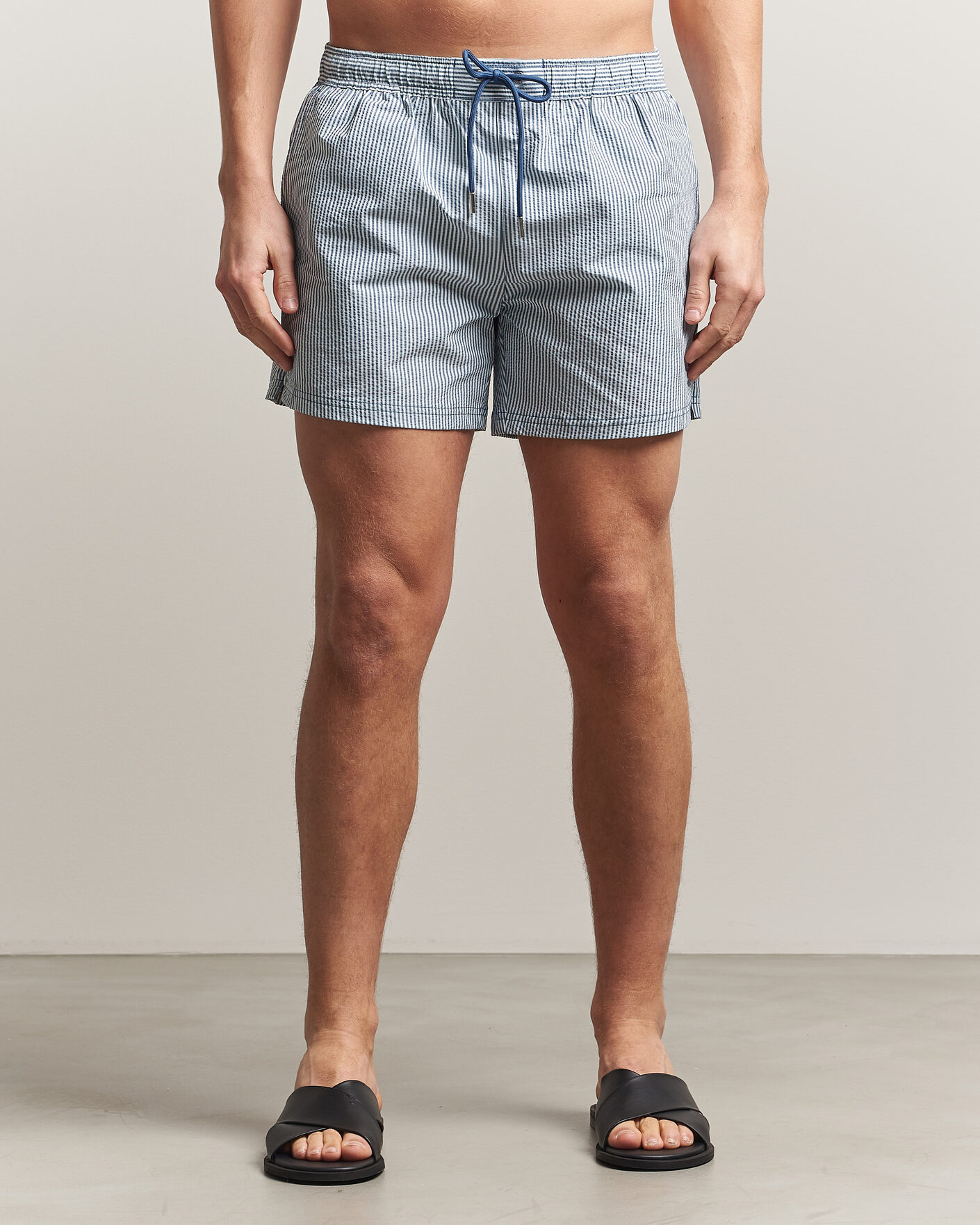 Uomini | Costumi da bagno | BOSS BLACK | Velvetfish Seersucker Swimshorts Open Blue