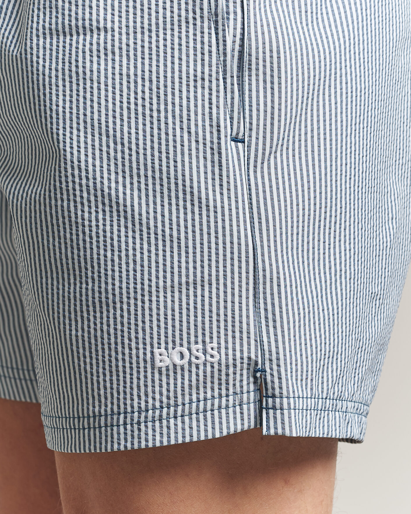 Uomini | Costumi da bagno | BOSS BLACK | Velvetfish Seersucker Swimshorts Open Blue