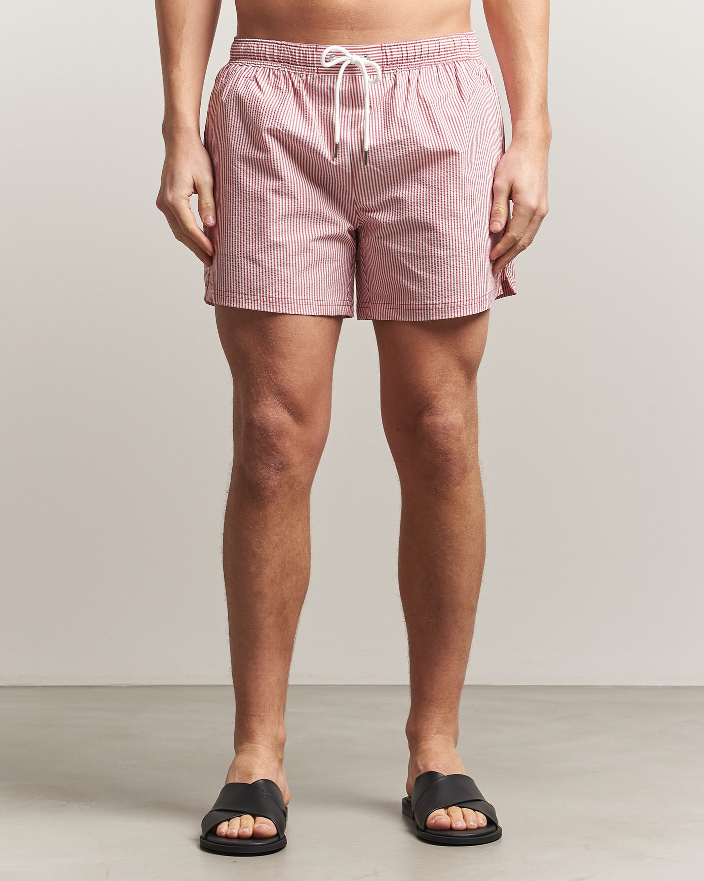 Uomini | Costumi da bagno | BOSS BLACK | Velvetfish Seersucker Swimshorts Dark Red
