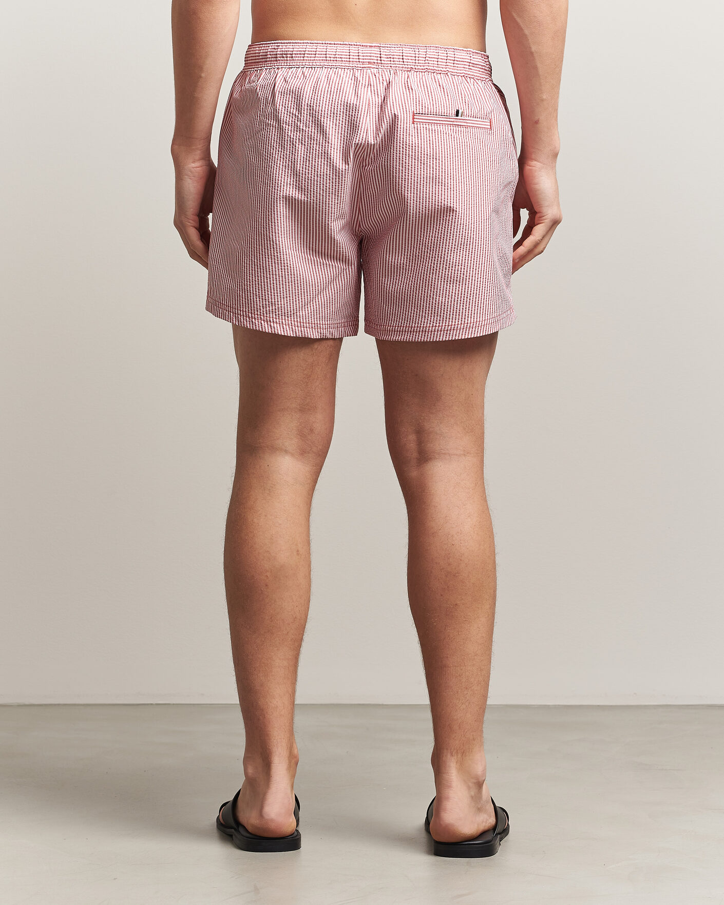 Uomini | Costumi da bagno | BOSS BLACK | Velvetfish Seersucker Swimshorts Dark Red