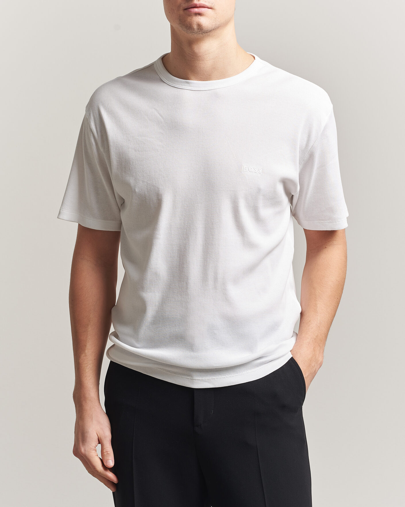 Uomini | T-shirt | BOSS BLACK | 2-Pack Ribbed T-Shirt White