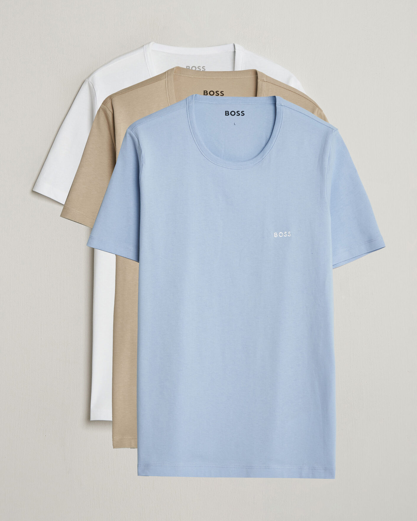 Uomini | T-shirt | BOSS BLACK | 3-Pack Crew Neck T-Shirt White/Blue/Beige