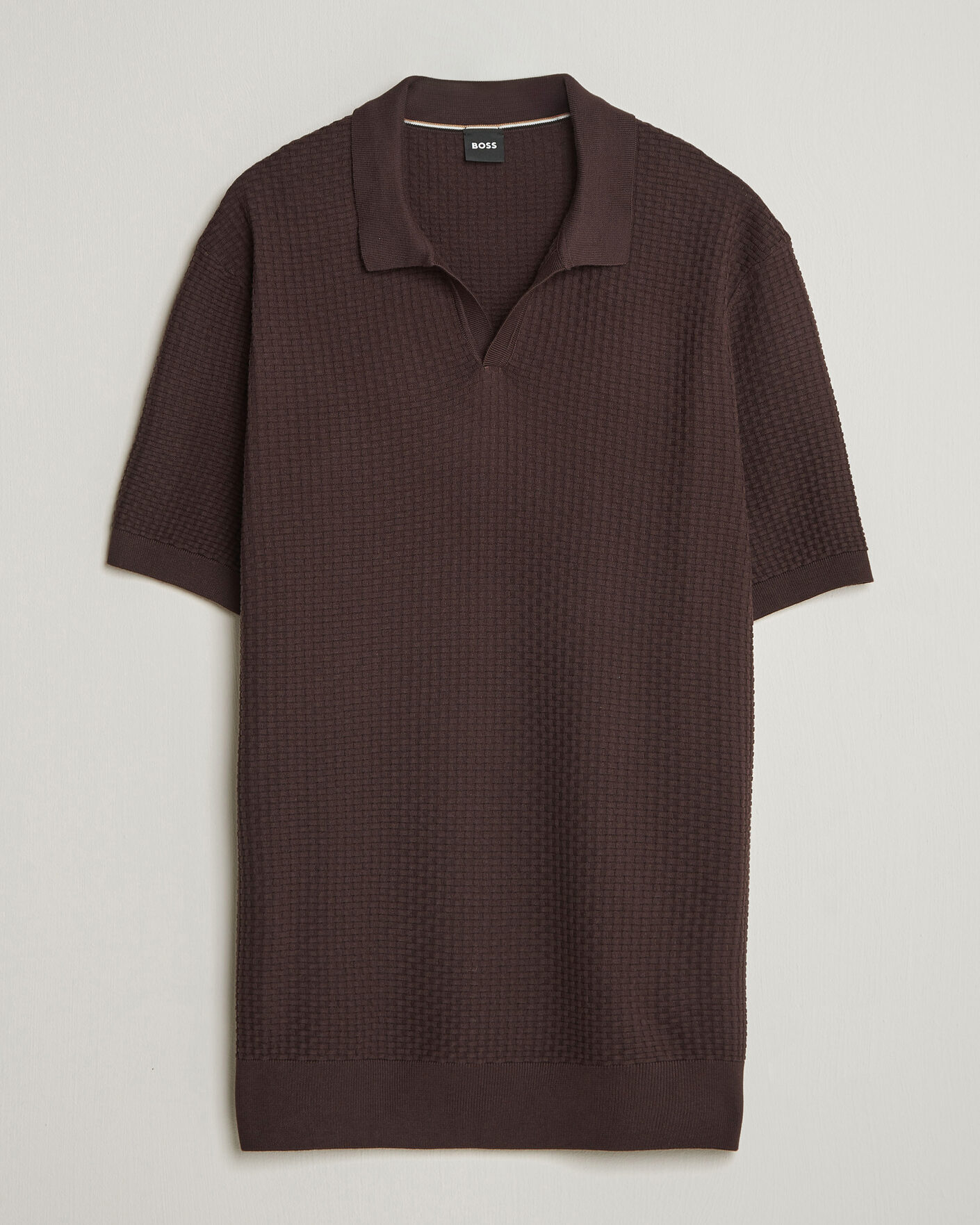 Uomini | Polo | BOSS BLACK | Natalo Structured Knitted Polo Dark Brown