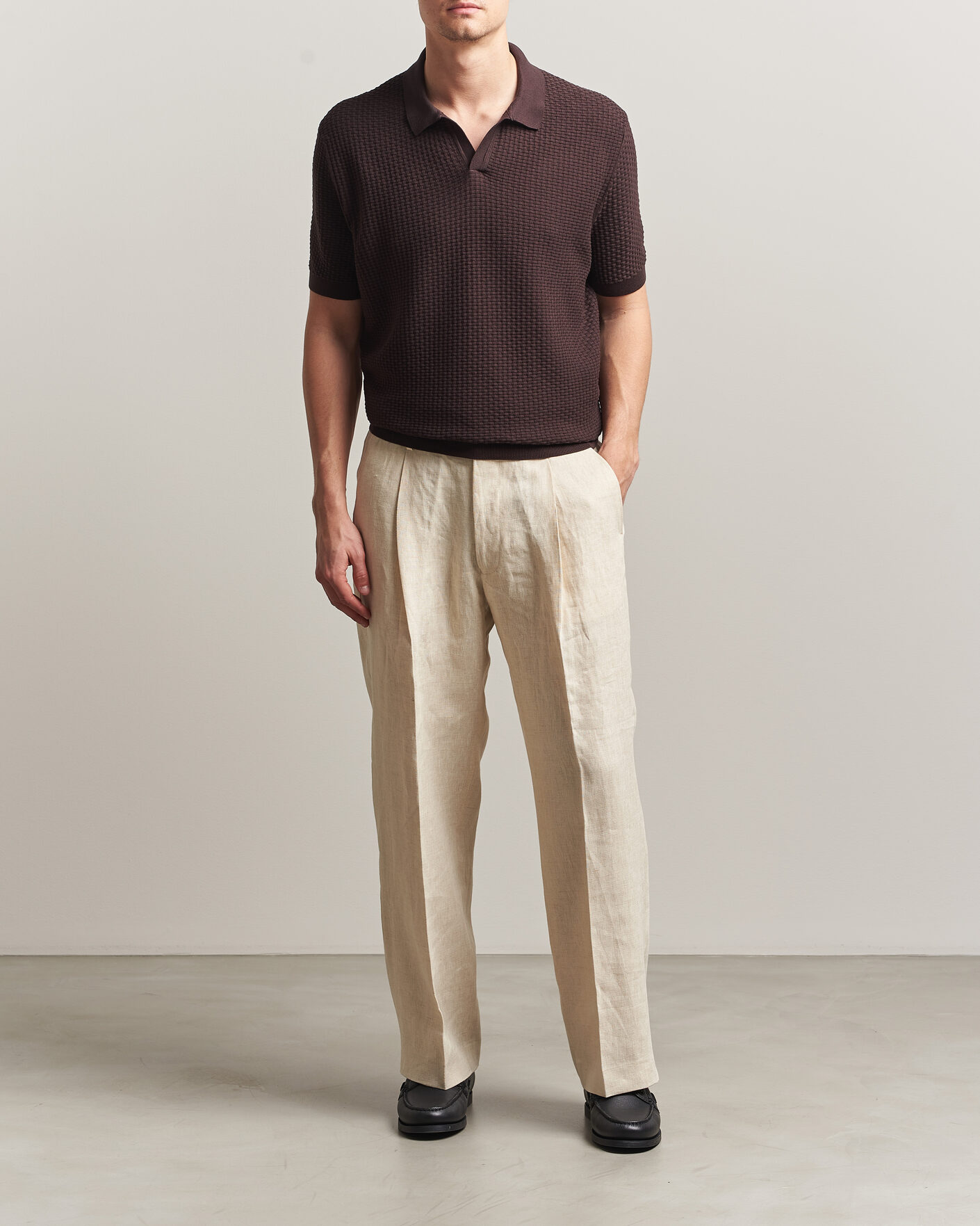 Uomini | Polo | BOSS BLACK | Natalo Structured Knitted Polo Dark Brown