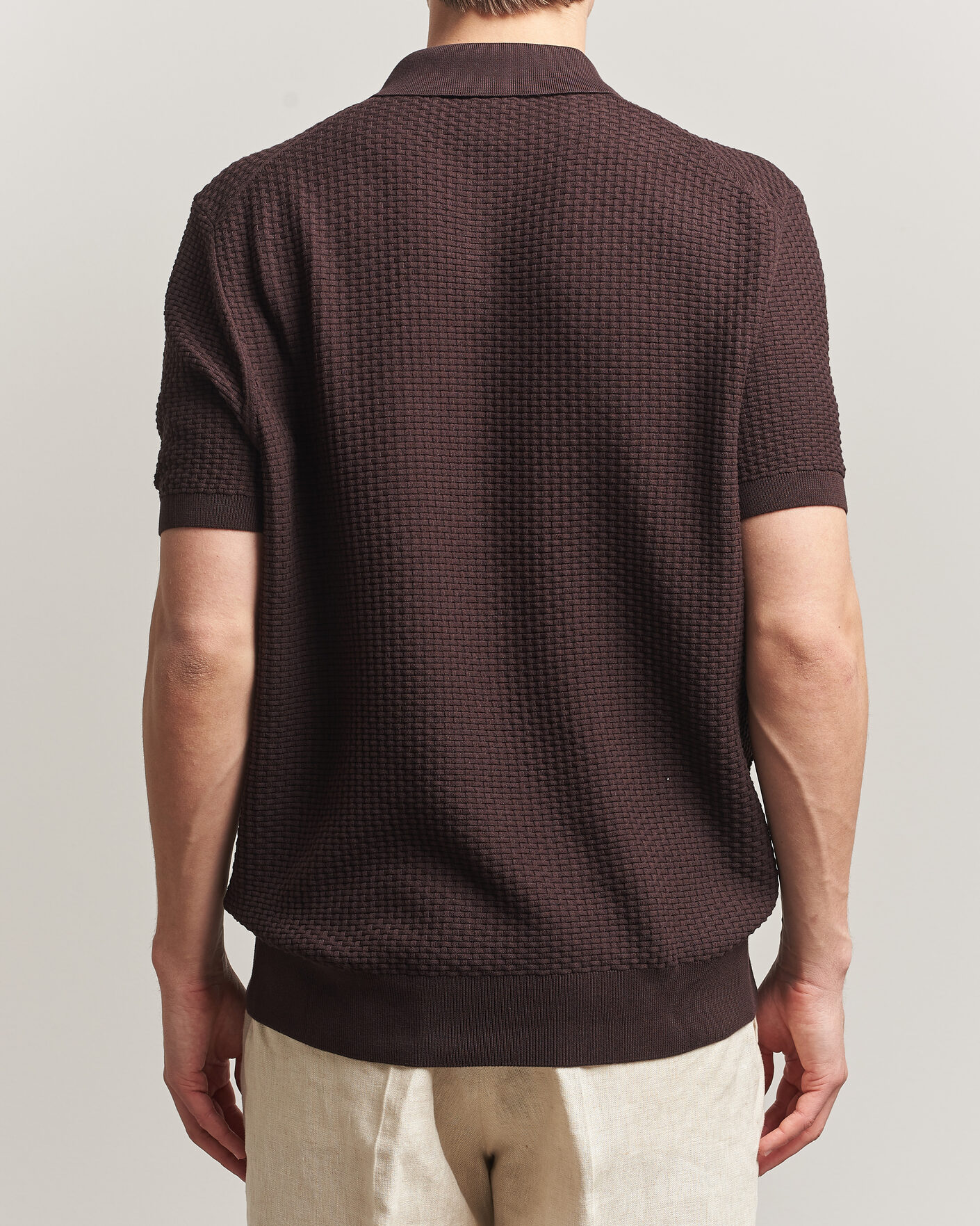 Uomini | Polo | BOSS BLACK | Natalo Structured Knitted Polo Dark Brown