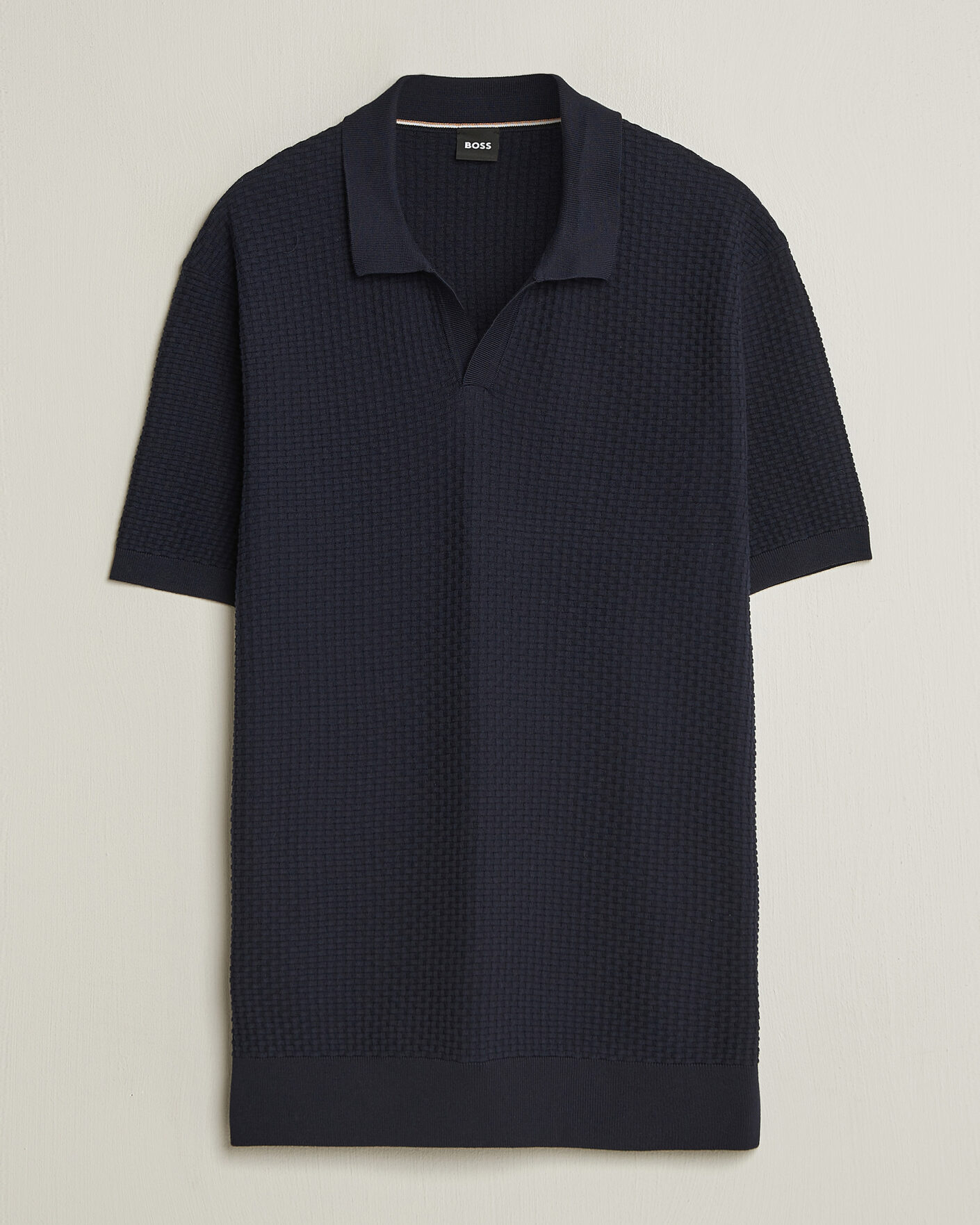 Uomini | Polo | BOSS BLACK | Natalo Structured Knitted Polo Dark Blue