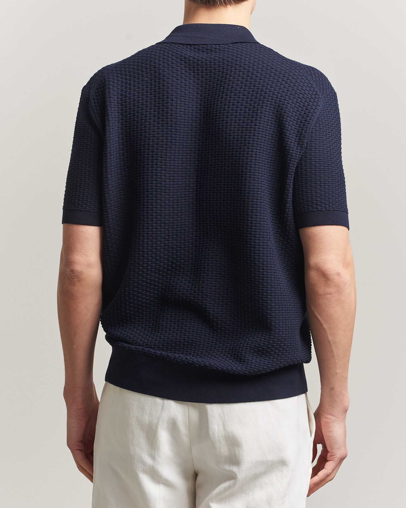 Uomini | Polo | BOSS BLACK | Natalo Structured Knitted Polo Dark Blue