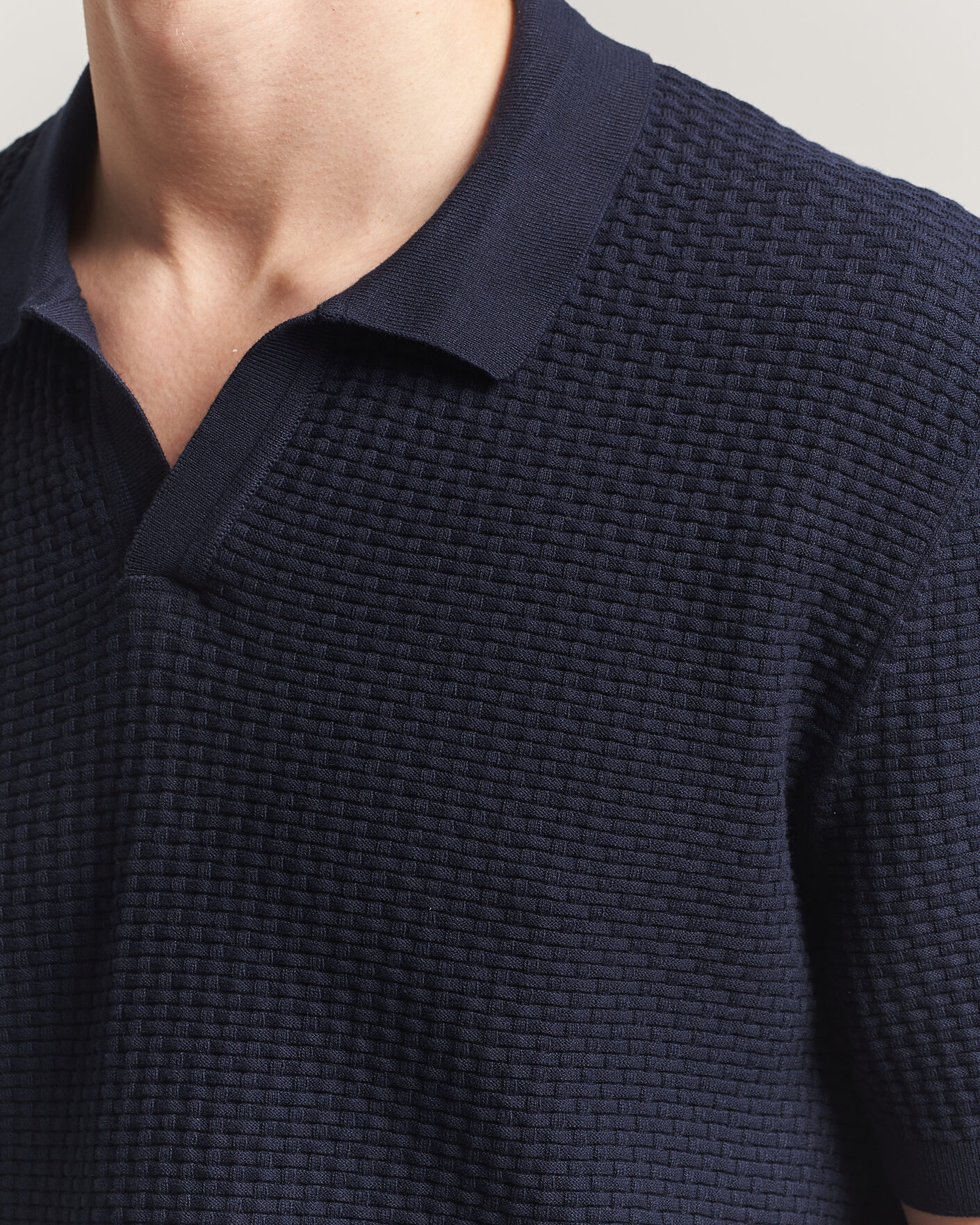 Uomini | Polo | BOSS BLACK | Natalo Structured Knitted Polo Dark Blue